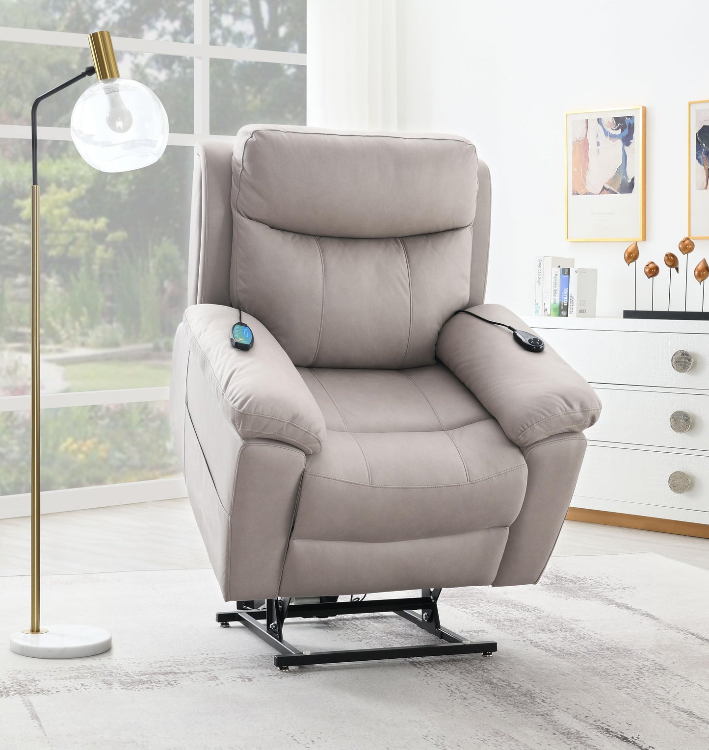 Acme Chriki Microfiber Upholstered Power Recliner with Lift & Massage in Gray