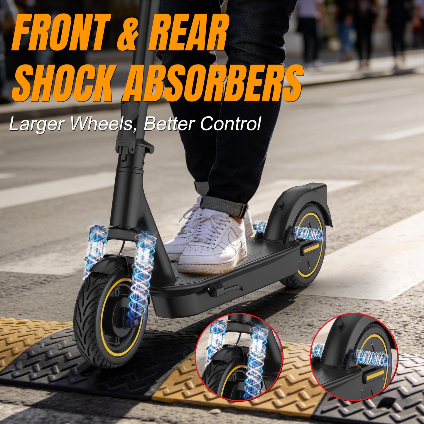 VOLPAM 10''/11''Electric Scooter with Dual Suspensions, 19/22MPH, 500W/800WMotor, 60/40/31/23Miles Long Range, Dual Braking, Max Load 264 lbs