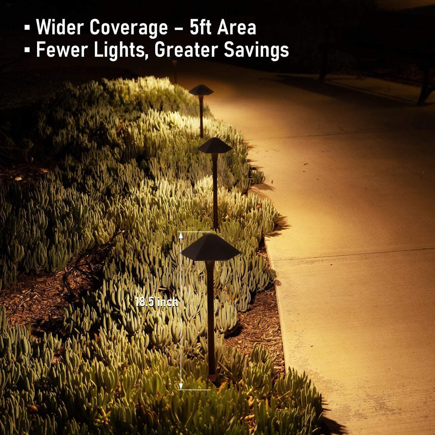 LEONLITE LED Landscape Path Lights, 3CCT 3000K/4000K/5000K, Hexagon Head, 12-24V, IP65, Oil Rub
