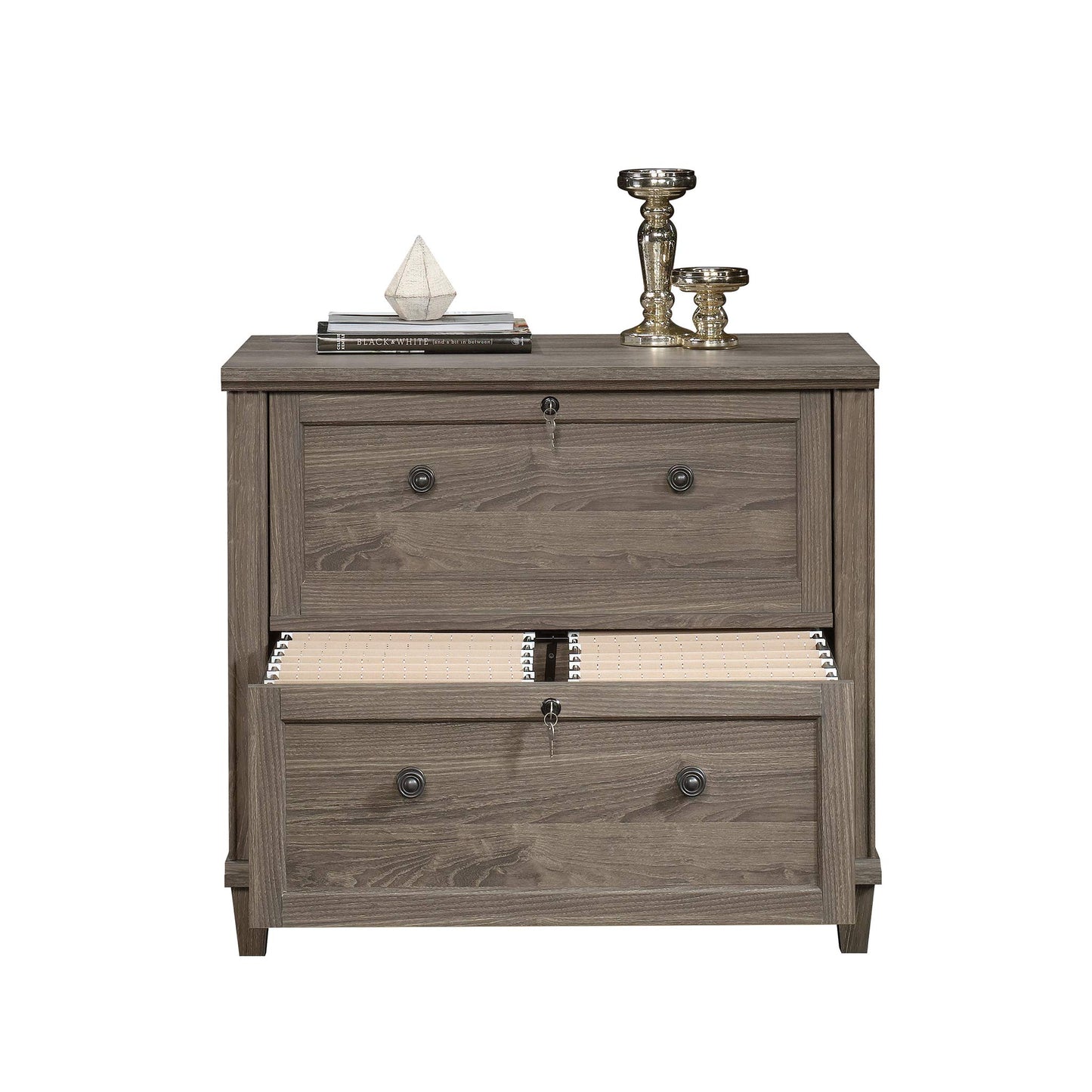 Sauder Hammond 2 Drawer Lateral File Cabinet for Home Office, Filing Cabinet with Lock, in Emery Oak