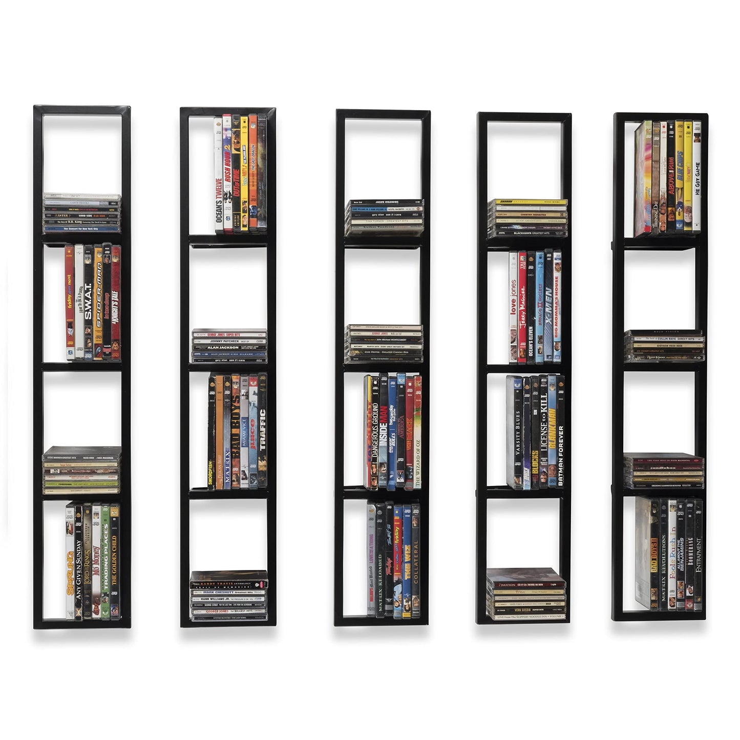 You Have Space Black Floating Shelves for Wall, 34 Inch Video Games CD DVD Storage Shelves, Cube Storage Organizer Shelf Set of 5