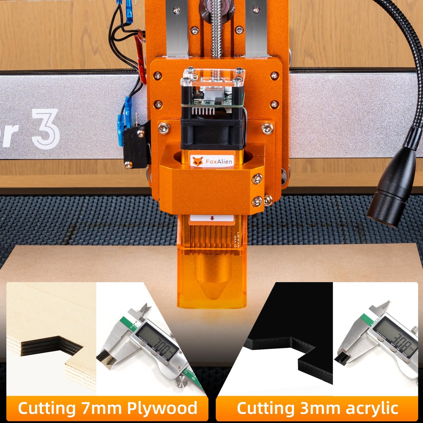 FoxAlien Fixed-focus FA40W Engraver Module Class 4 450nm PWM TTL for FoxAlien Masuter 4040, Masuter Pro, 4040-XE, WM3020, XE-PRO, Vasto Series CNC Engraving Machine (10000mW Optical Output)
