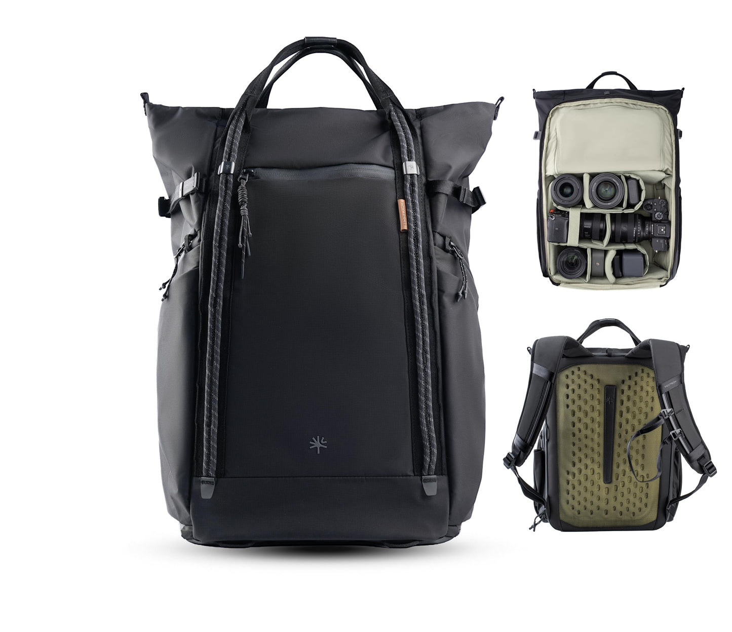 PGYTECH OneGo Roamer Tote Camera Backpack, 25L Water-Resistant Dual Carry Tote Bag for DSLR/Mirrorless Cameras, DJI Mavic Drone, 16" MacBook Air, Tripod Holder, Side/Top Access - Matte Black