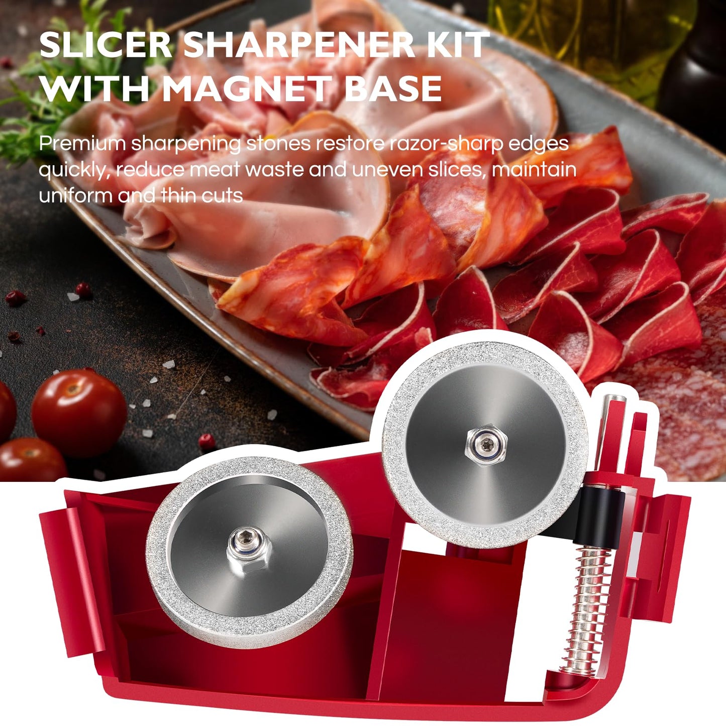 Slicer Sharpener Assembly Compatible with Berkel X13 X13A X13AE X13E X33 Series, Replace OEM 01-404675-01158, Commercial Meat Slicer Sharpener Kit, Alloy Steel & Premium Sharpening Stones