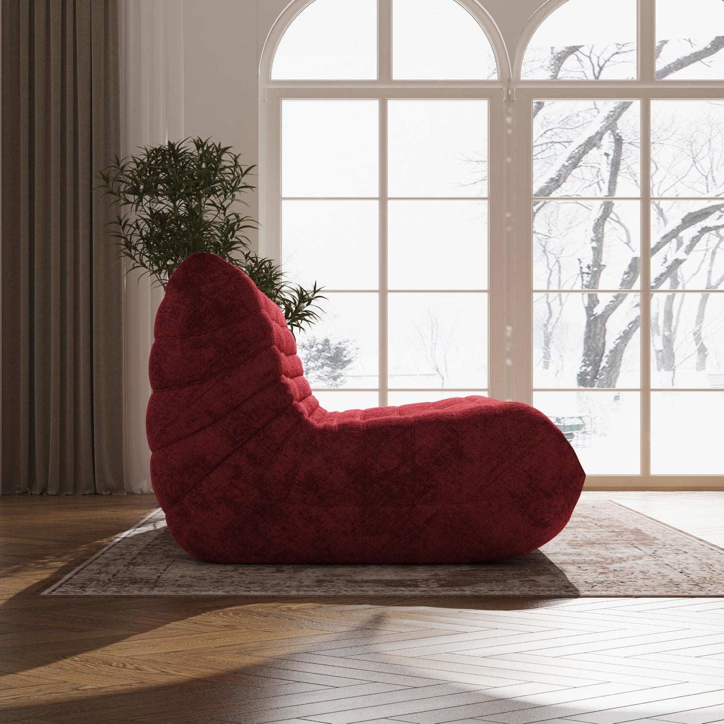YVDNHP Bean Bag Chair, Loveseat Fireside Chair Bean Bag Sofa Large Bean Bag Chair for Adults, 2 Seater Bean Bag Chairs for Teens with High Density Comfortable Foam, Bean Bag for Living Room (Red)