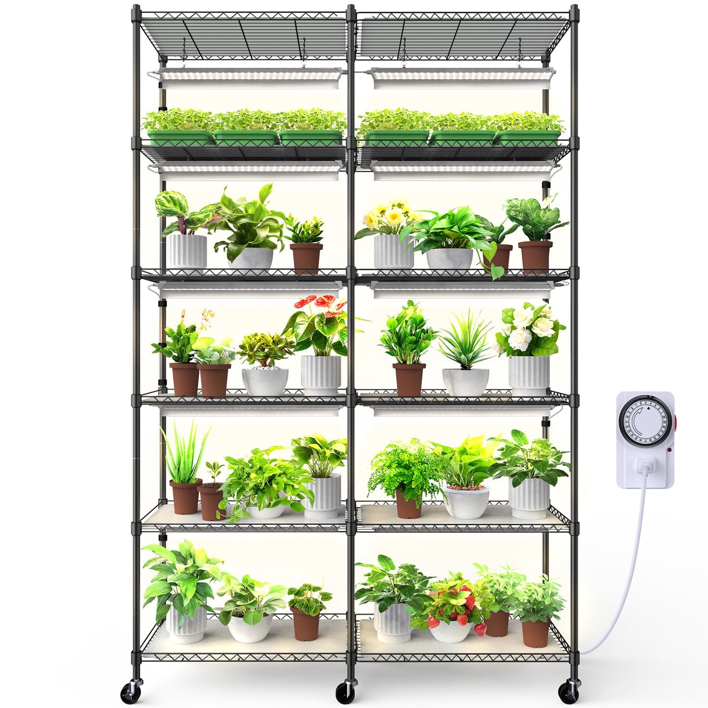 Barrina CX1 Plant Stand with Grow Lights, 5-Tier Metal Shelf, 47.2x13.8x70.9IN, 5000K Full Spectrum Lighting