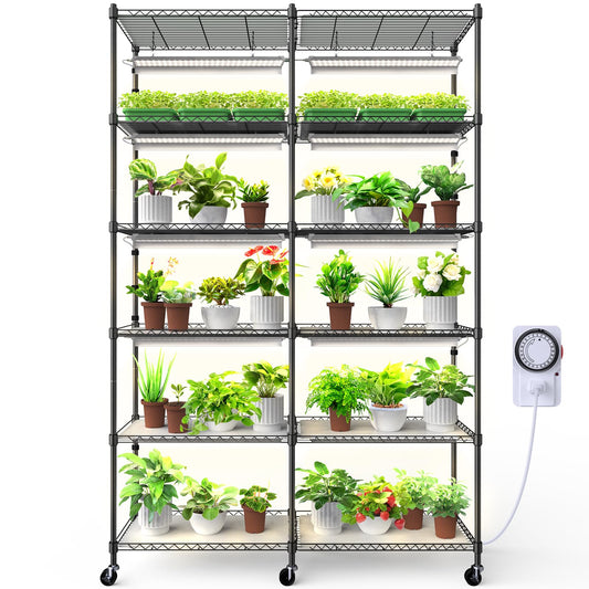 Barrina CX1 Plant Stand with Grow Lights, 5-Tier Metal Shelf, 47.2x13.8x70.9IN, 5000K Full Spectrum Lighting