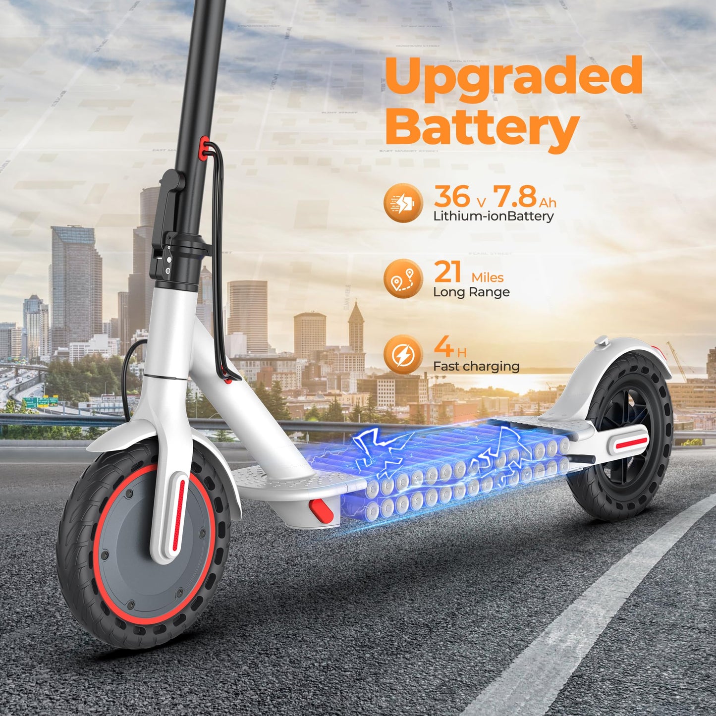 MAXSHOT Electric Scooter for Adults, 8.5/10/14" Tires, 19/22Mph, 350W/500W Motor, 21-28 Miles Range, Folding E-Scooter with Dual Suspension,APP Contro