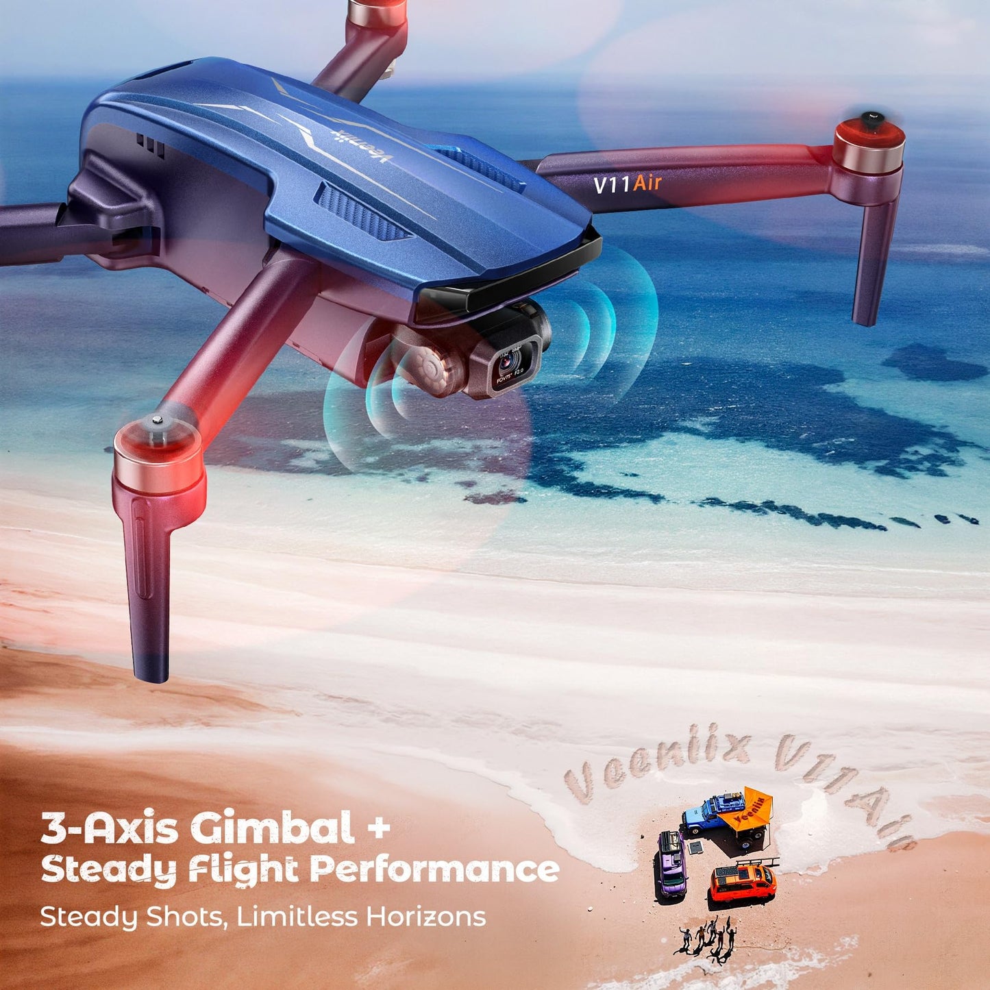 Veeniix V11Air 6K Drone with Camera for Adults, 3-Axis Gimbal 4K Video RC Quadcopter, 70 Mins Long Flight Time, 10000ft FPV Transmission, Brushless Motor, Cruise Control, Auto Return Home, Built-in FAA RID