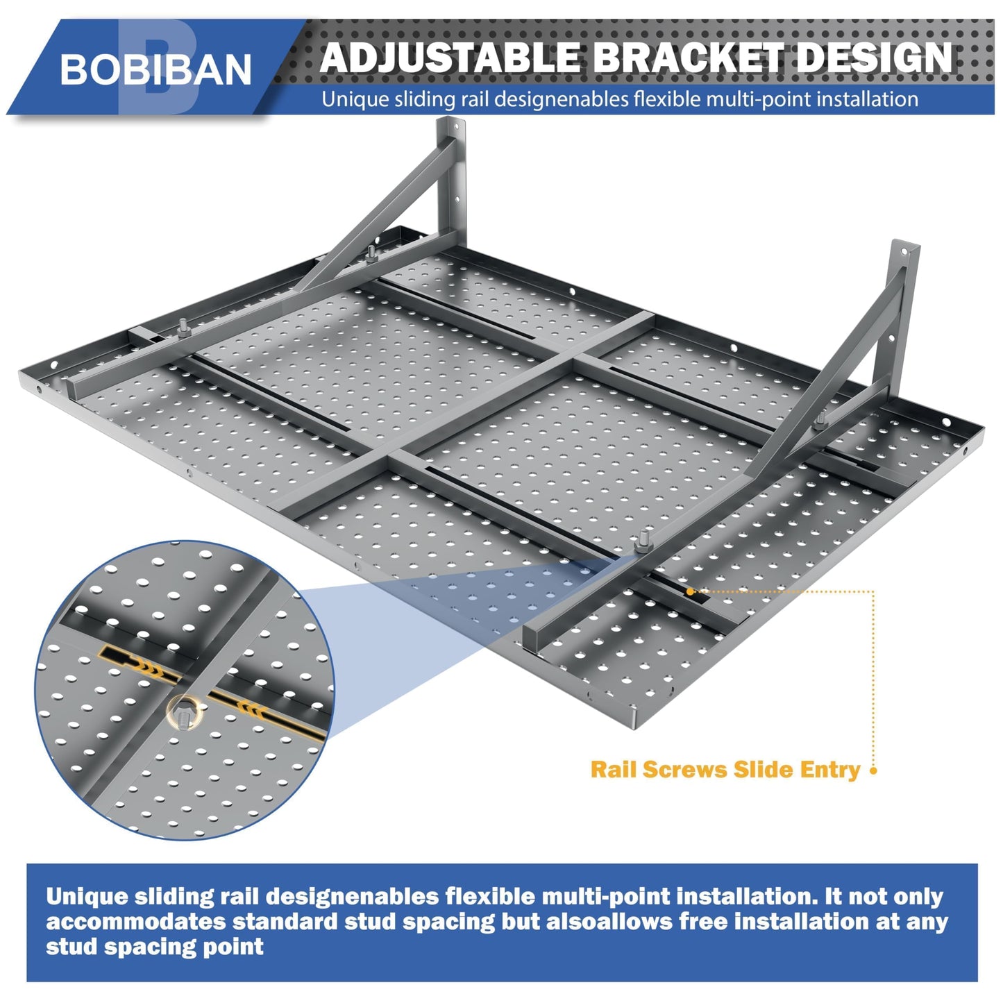 BOBIBAN 4 Pack Garage Wall Shelving Heavy Duty 2x3ft, Gray