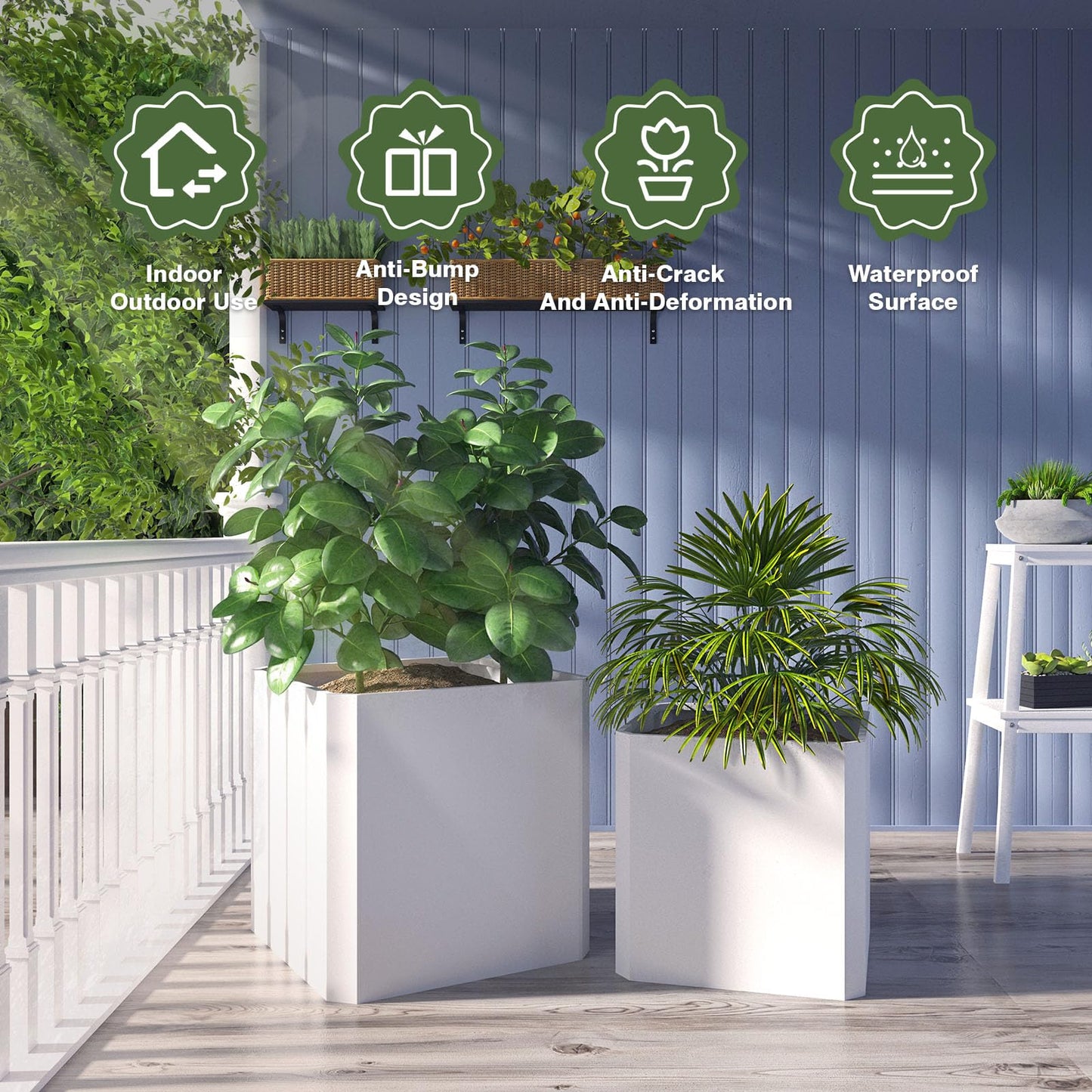 GJWCVL Steel Planter Box-24"x24"x24"-Large Square Planter Box-Outdoor Indoor-White Metal Planter Box Cube Steel Planters Heavy Duty Commercial Residential for Porch Patio Home Garden Hotel