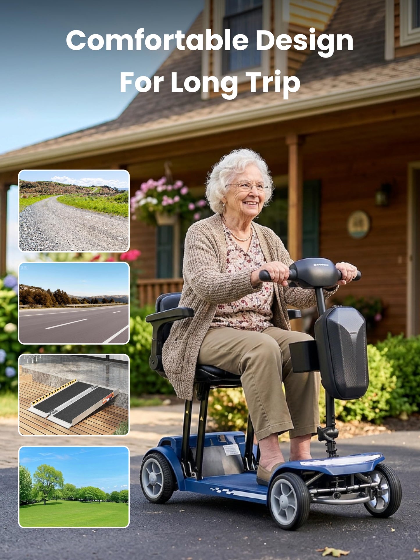 Cyseekin Mobility Scooters for Seniors & Adults, Airline Approved 42 lb Lightweight 4-Wheel Foldable Mobility Scooter, 300 lb Capacity, Removable 12Ah Lithium Battery, Anti-Tip Wheels, Trunk Portable