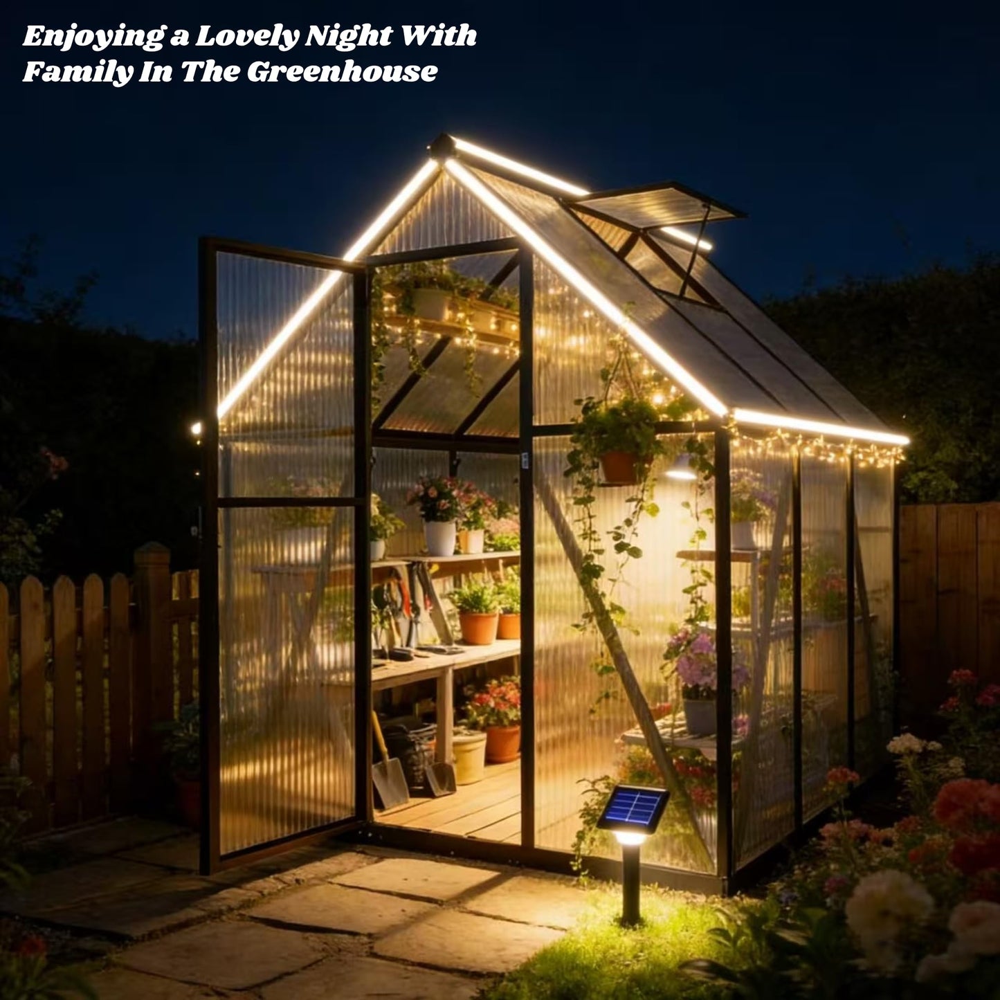Jiliusure 6 x 6 FT Greenhouse for Outdoors, Polycarbonate Greenhouse with Quick Setup Structure and Roof Vent, Aluminum Large Walk-in Green House for Outside Garden Backyard, Dark Gray