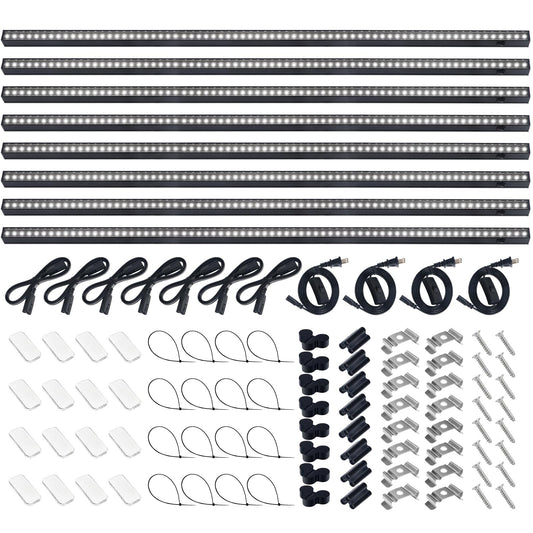 Barrina T5 Plant Lights, 128W Full Spectrum Grow Light Strip, 3FT Black Cover, Magnetic Design, 8 Packs