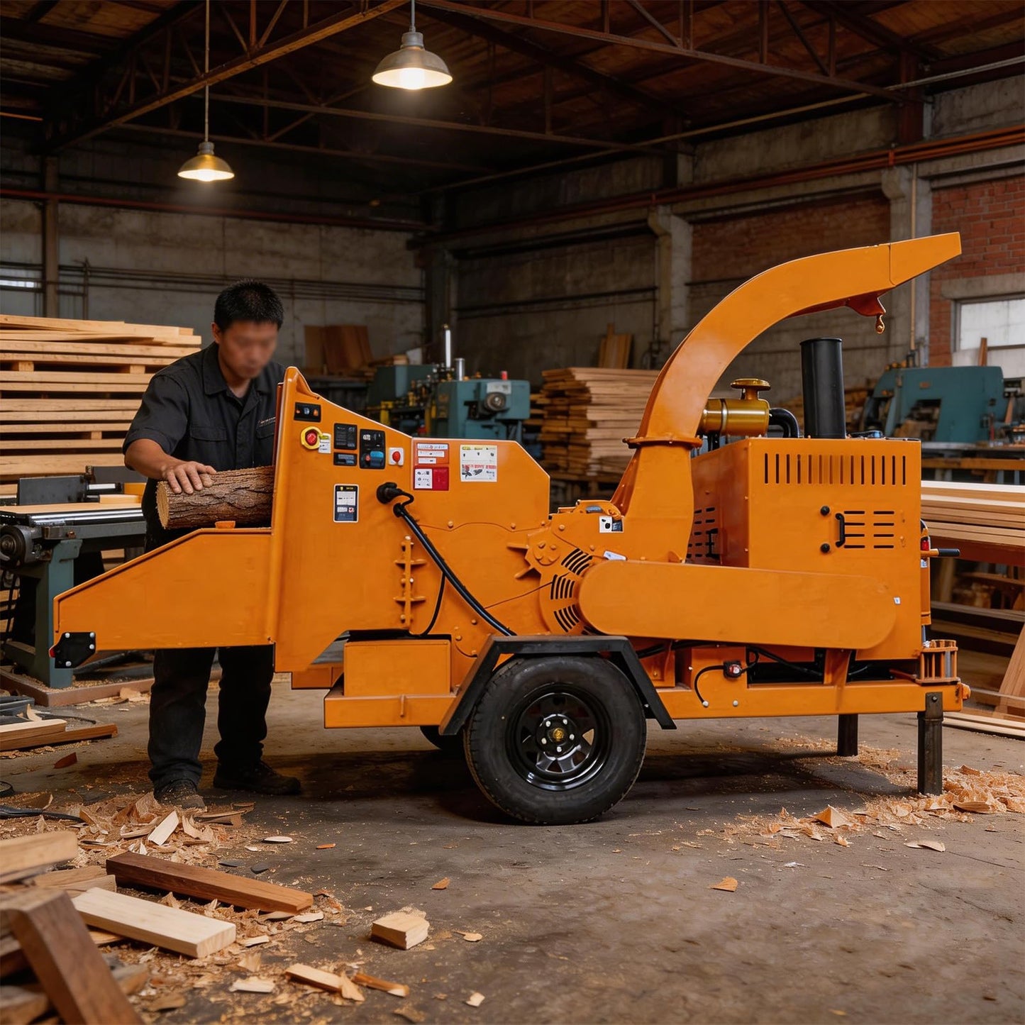 Commercial Wood Chipper Shredder Machine Industrial Mobile Wood Chipper for Tree Branch & Log - Easy Maintenance Forestry Wood Crusher Machine with Lift Roller and 360° Discharge