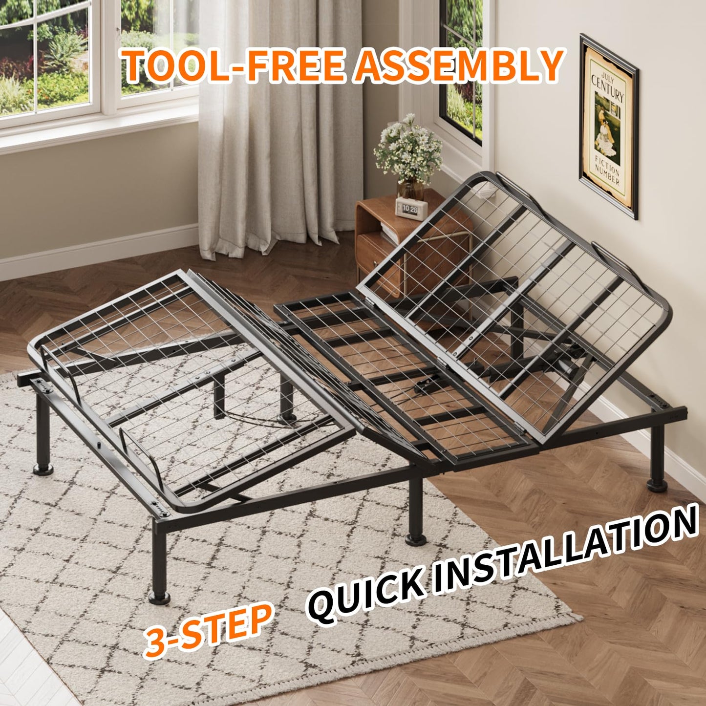 Full Size Adjustable Bed with 13CM Memory Mattress, 79"x54" Electric Adjustable Bed Frame with Remote, Ergonomic Bed Base with Head & Foot Incline,Zero Gravity, 4 Height-Adjustable Legs, Easy Assembly