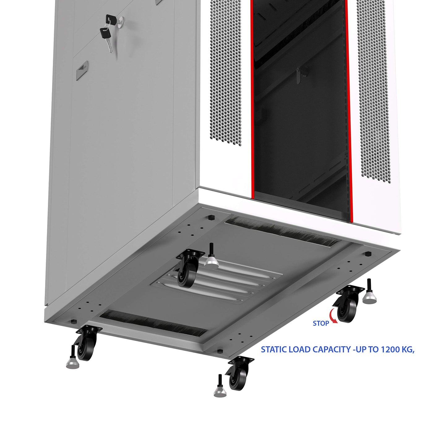 Sysracks 22U 35 Inch Deep Grey White Server Rack IT Network Data Rack Cabinet Enclosure Fully Lockable on Wheels - LCD Screen - Ventilation System - PDU - Glass Door - Rich Accessories Kit