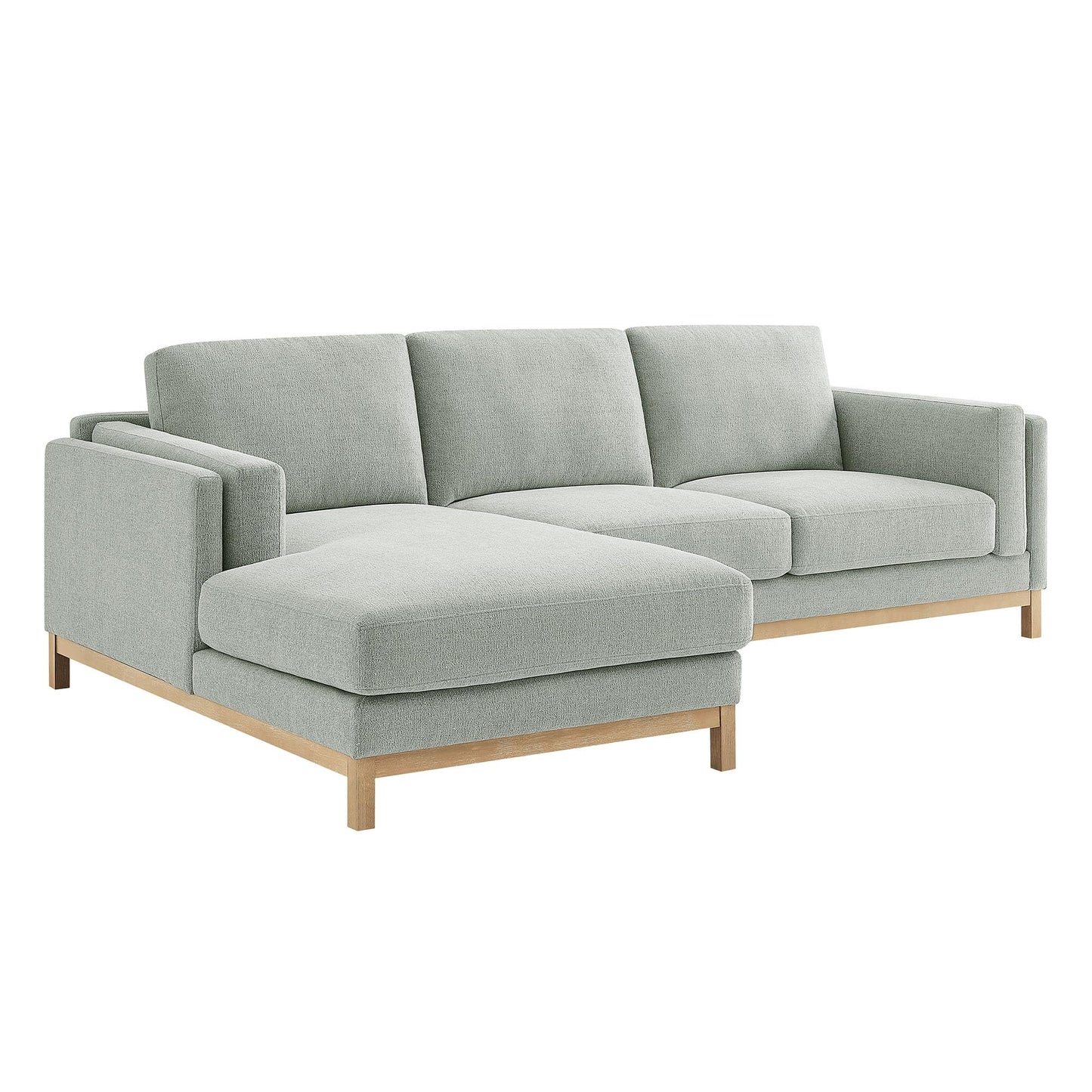 Modway Roscoe Left-Facing Sectional Sofa with Chaise in Mist - 2-Piece Mélange Chenille Fabric Deep Seat Couch, L Shaped Modular for Living Room or Lounge