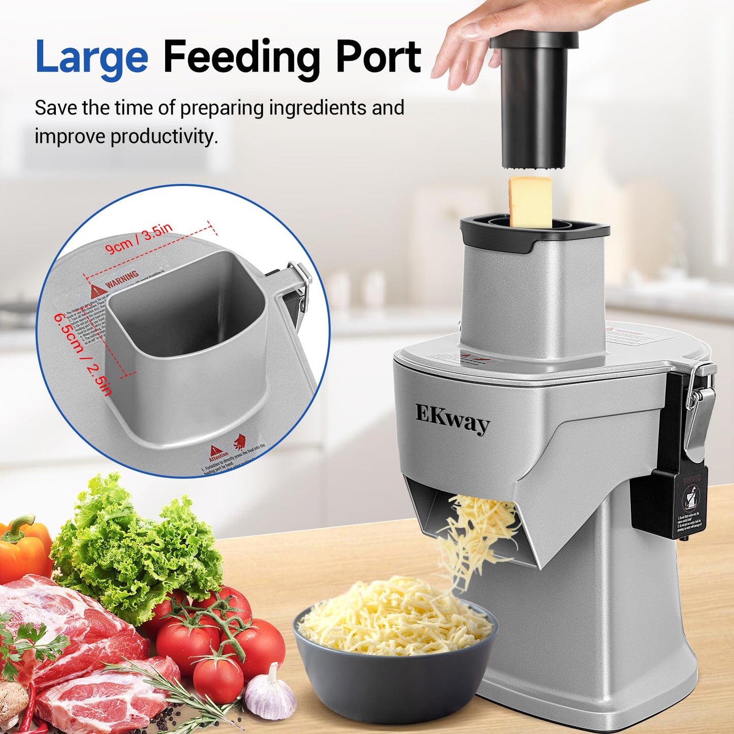 EKway Commercial Vegetable Chopper 4 in 1 Vegetable Slicer Food Processor for Slicing Shredding Dicing and Slitting, with Cut-Resistant Gloves, for Commercial and Home Use 200W 110V