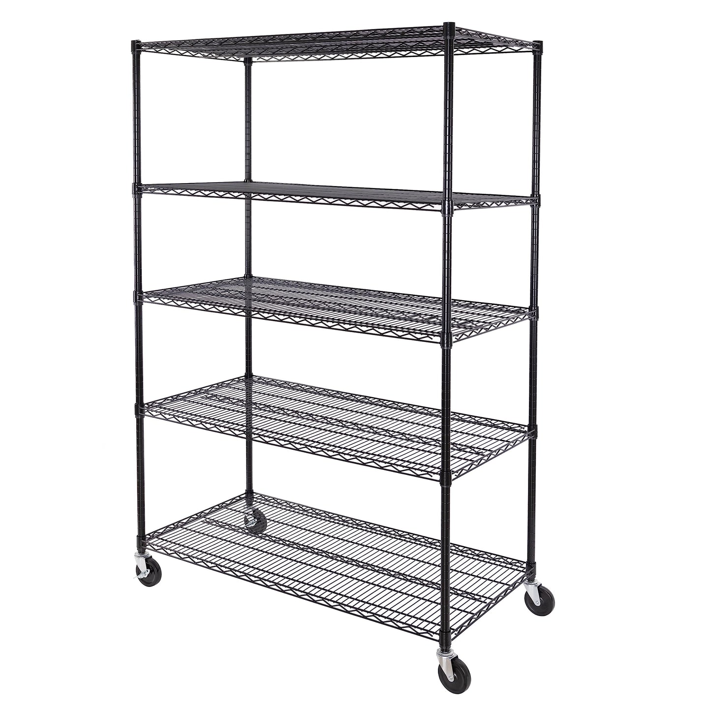 UltraDurable 5-Tier NSF Steel Wire Shelving, 48"W x 24"D x 76"H, Black