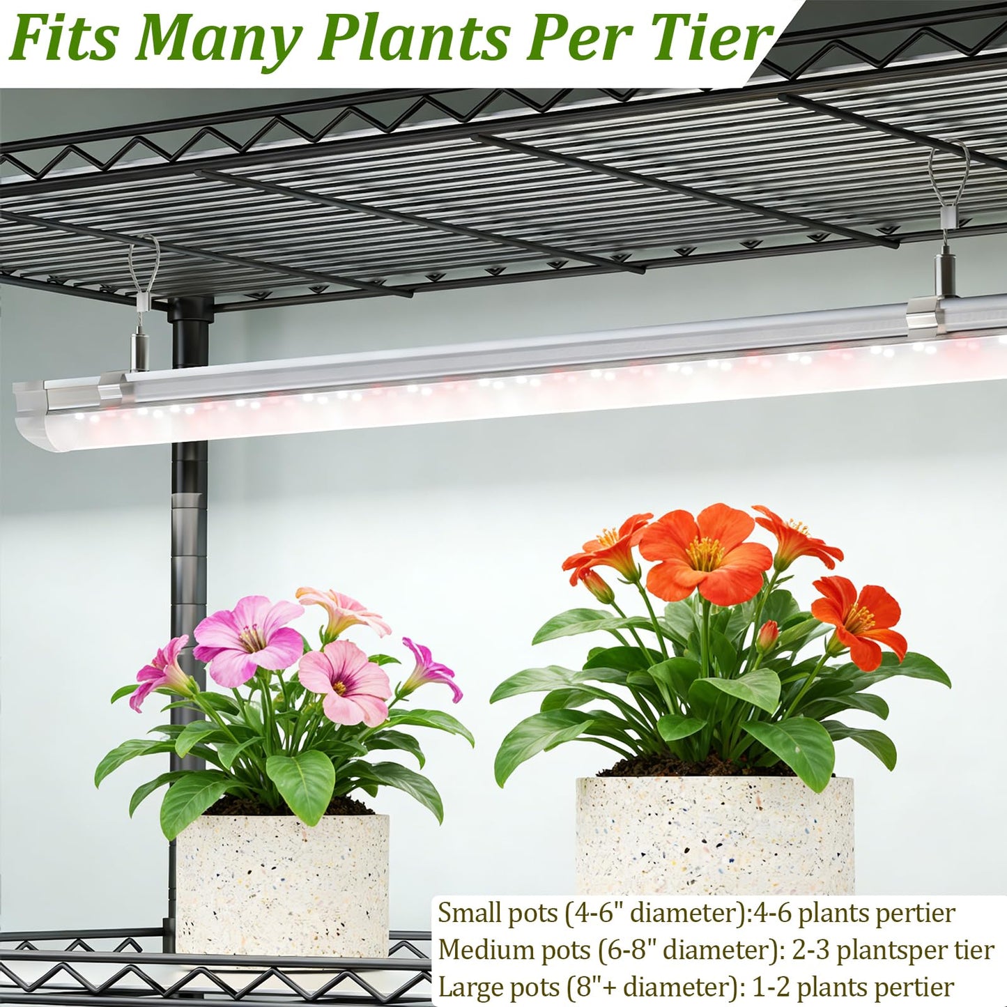Gaudeoo Plant Stand with Grow Light, 6-Tier DIY Plant Shelf with Grow Lights for Seedlings, Greenhouse, Indoor, 8 Pack 5000K 192W LED Full Spectrum Growing Lamp with Rack, Wheel, 29"x13.5"x73.5"