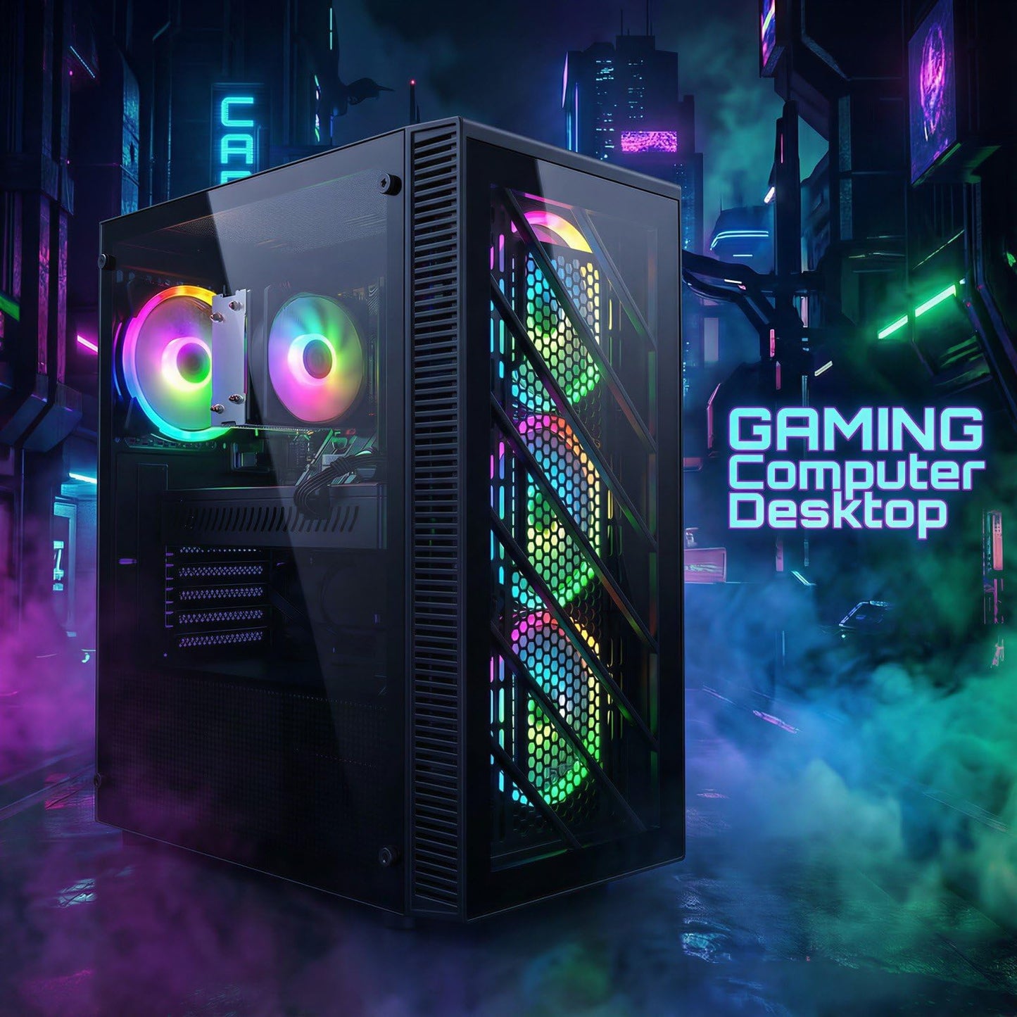 STGAubron Gaming PC Computer Desktop, Intel Core i7 up to 3.9G, Radeon RX 590 8G, 32GB RAM, 1TB SSD, WiFi 6, BT 5.0, RGB Fan x4, Windows 11 Home