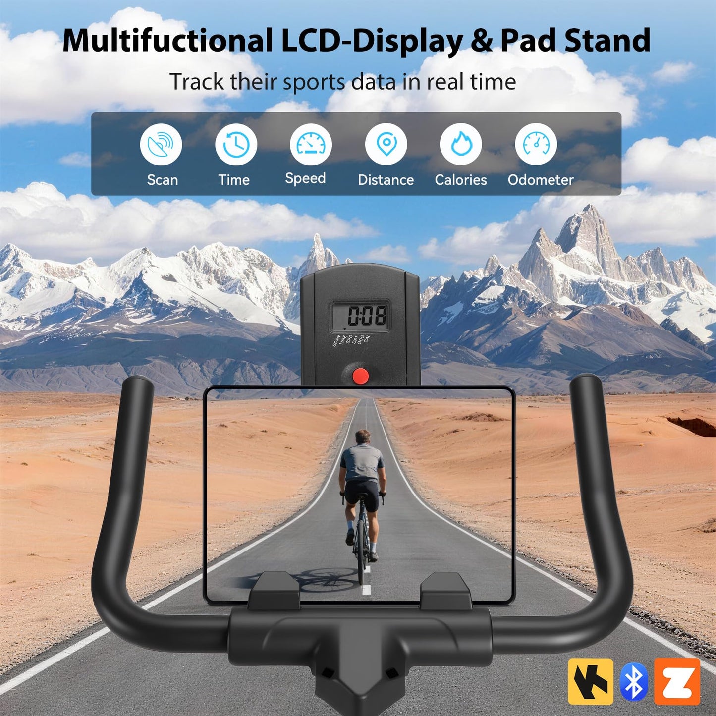 Exercise Bike, Wenoker Magnetic Stationary Bike for Home App Sync Indoor Bike with Adjustable Seat and Handlebar, Transport Wheels and Fitness Courses for Weight Loss
