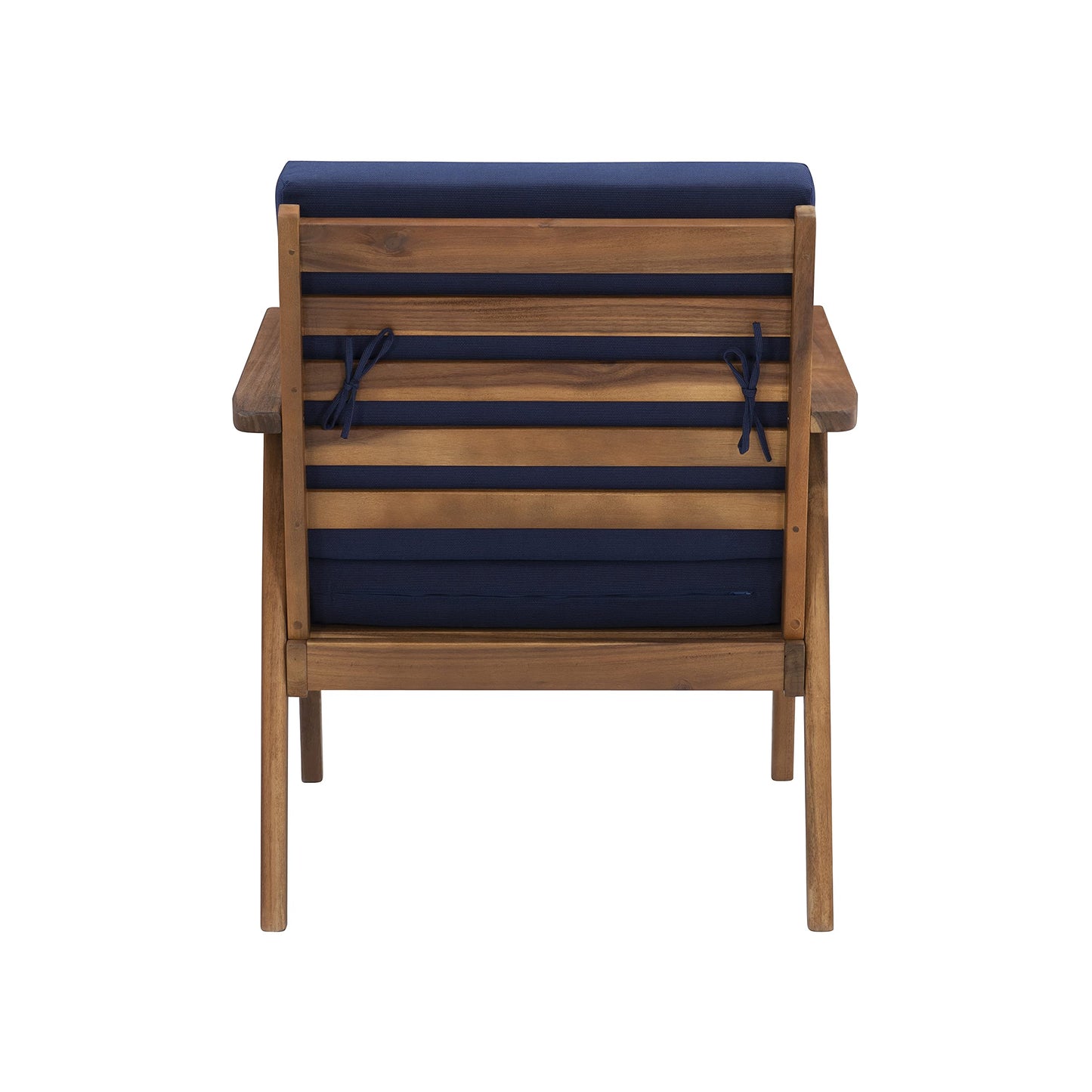 Linon Rosemary Solid Acacia Wood Four Piece Outdoor Chat Set with Blue Removable Cushions