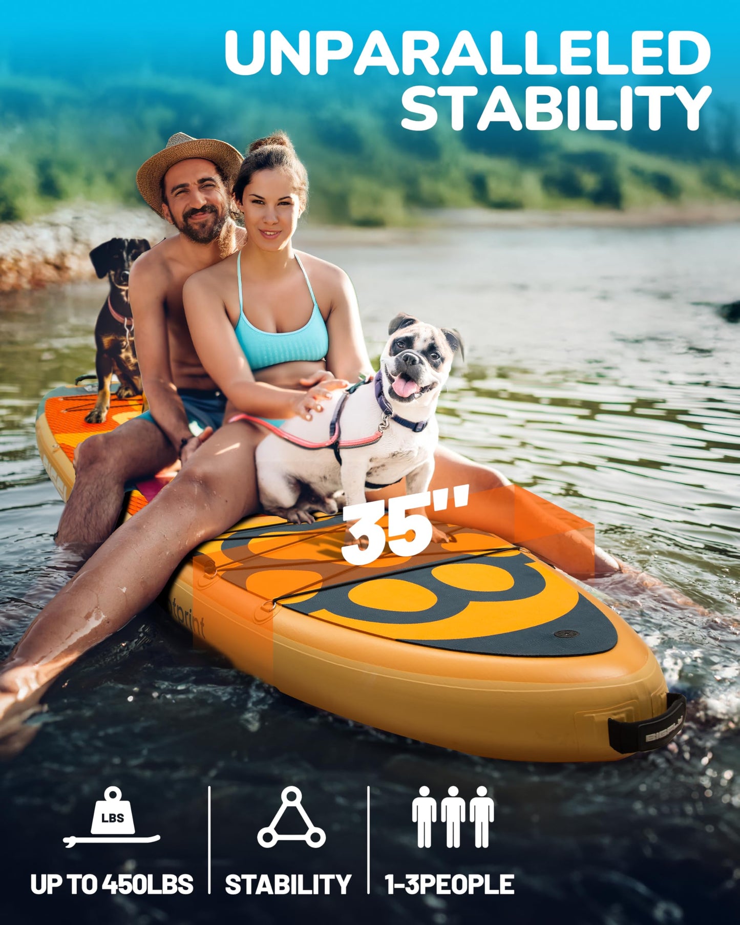 Bigfly 11'6"x35"x6" Inflatable Non-Slip Stand Up Paddle Boards with Accessories, Anti-Slip Scratch Resistant Widened SUP Board for Pet Dog Family Board Travel Leisure