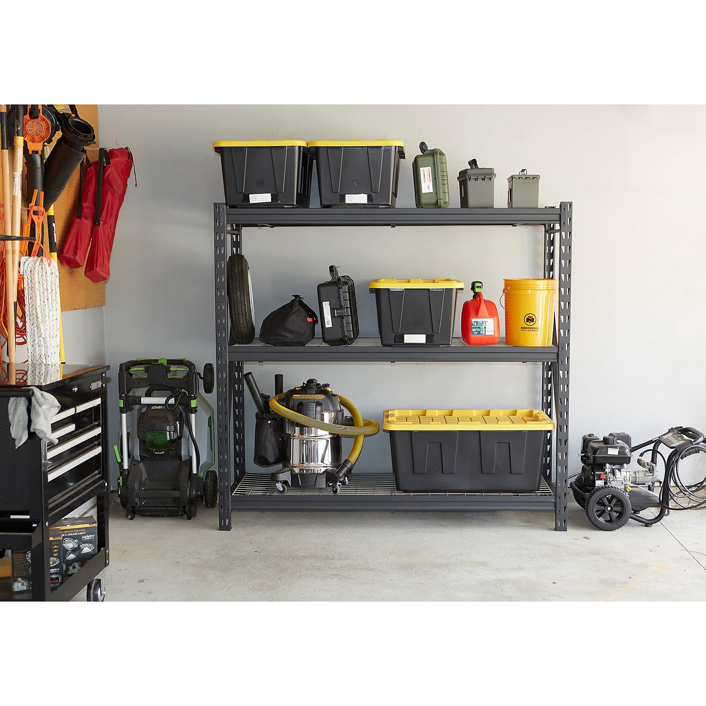 Ironton Industrial Shelving Rack, 3 Storage Shelves Steel Construction 3-Tier Rack with 2000-Lb Load Capacity Per Shelf, Garage Storage Rack