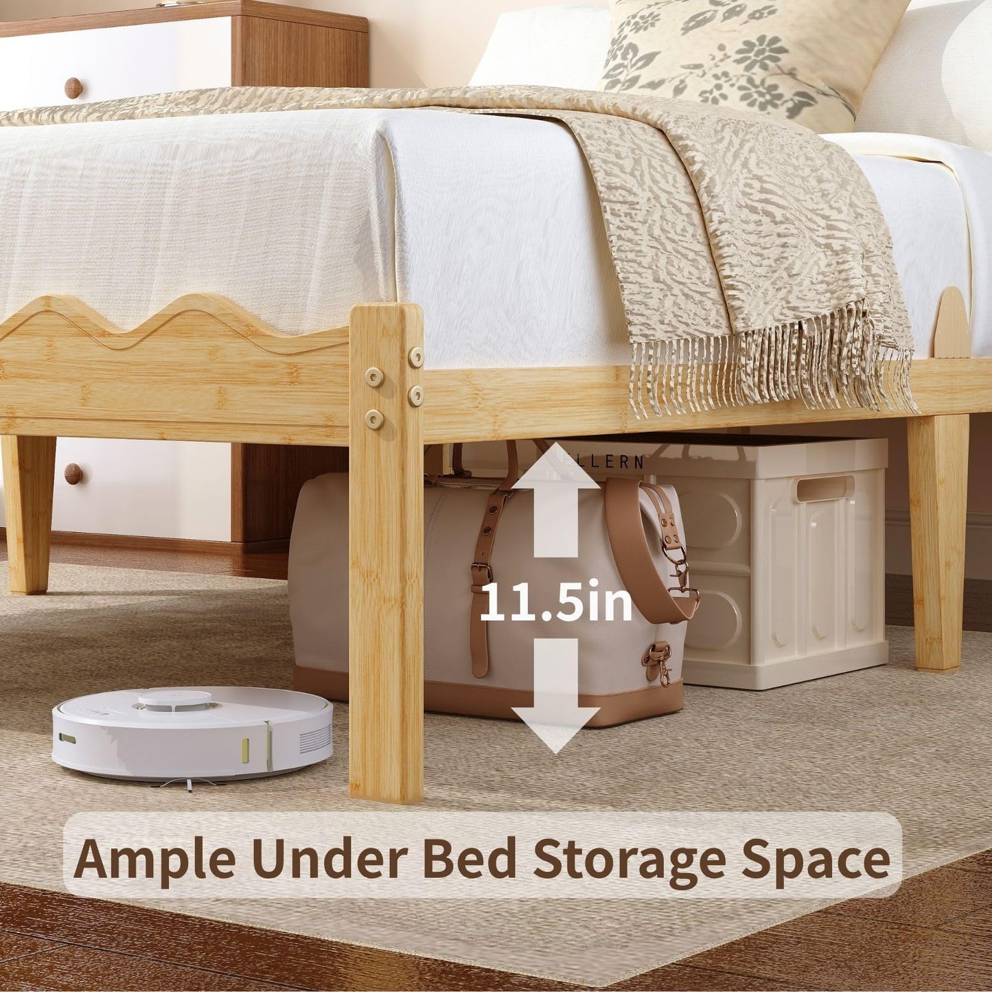 FSCHOS 14 Inch Bamboo Full Size Platform Bed Frame