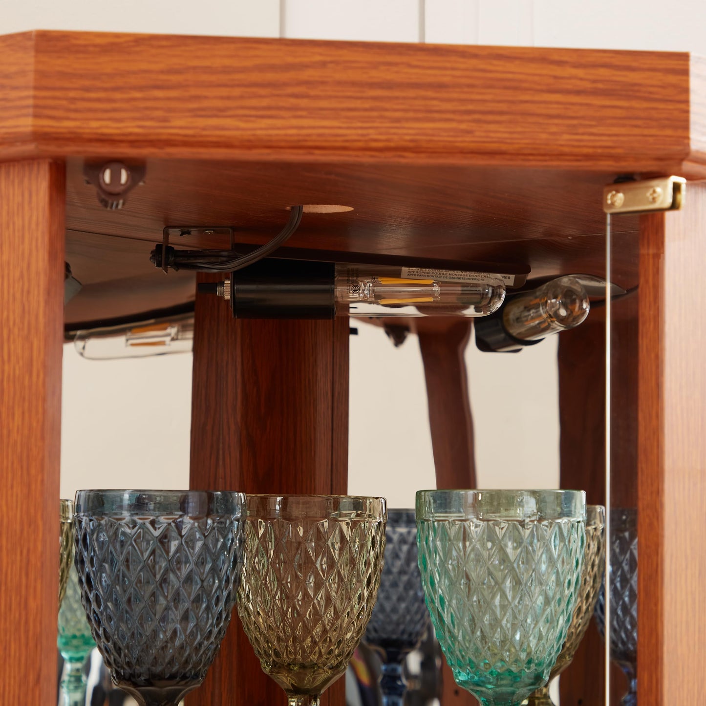 TRUNBACK Corner Curio Cabinet, 150lbs Heavy Duty Glass Display Cabinet with Light, 70" Tall 5-Tier Wine Bar China Cabinet with Tempered Glass Doors & Mirrored Back for Collectibles, Dark Oak