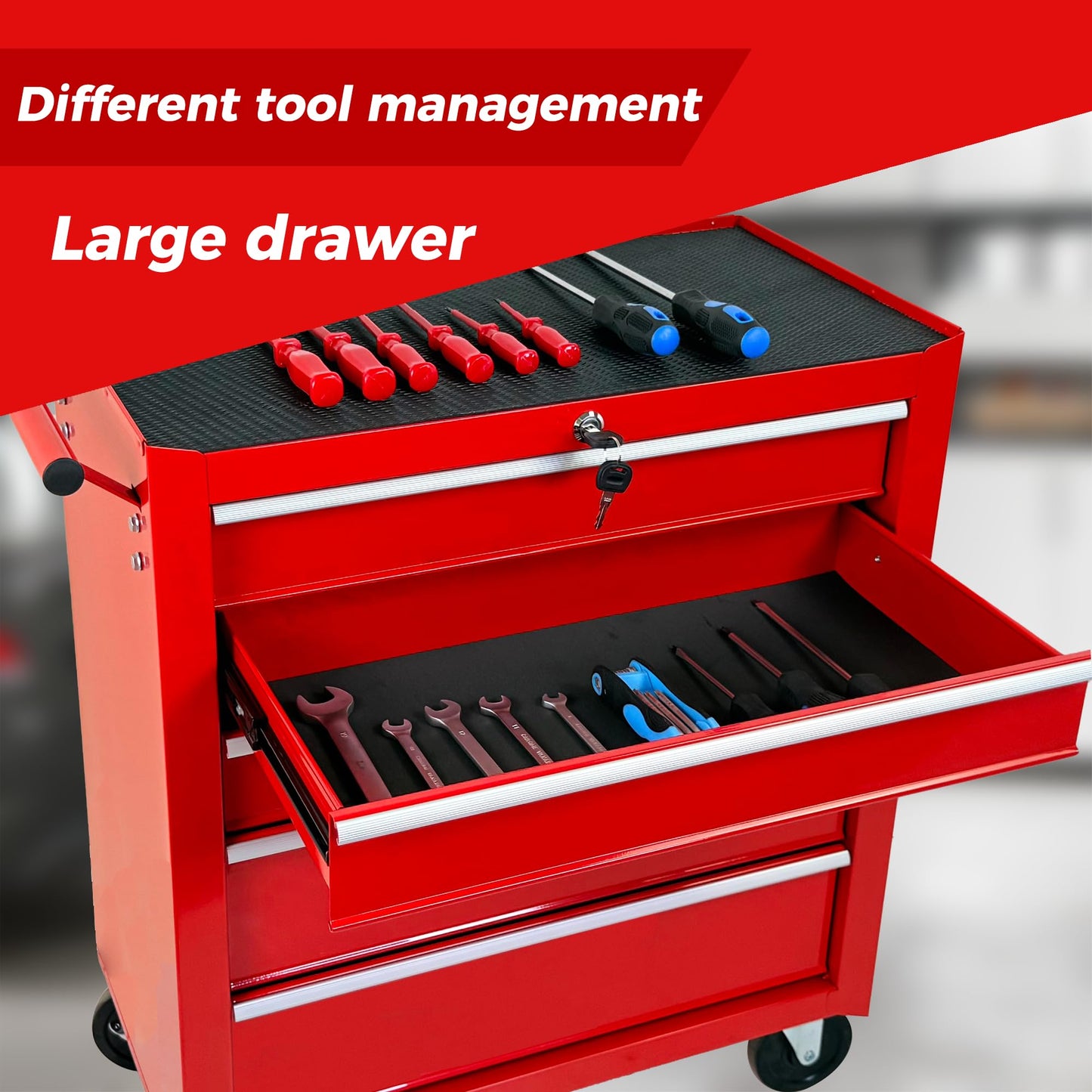 KEIKI 5-Drawer Rolling Tool Chest with Wheels & Lock