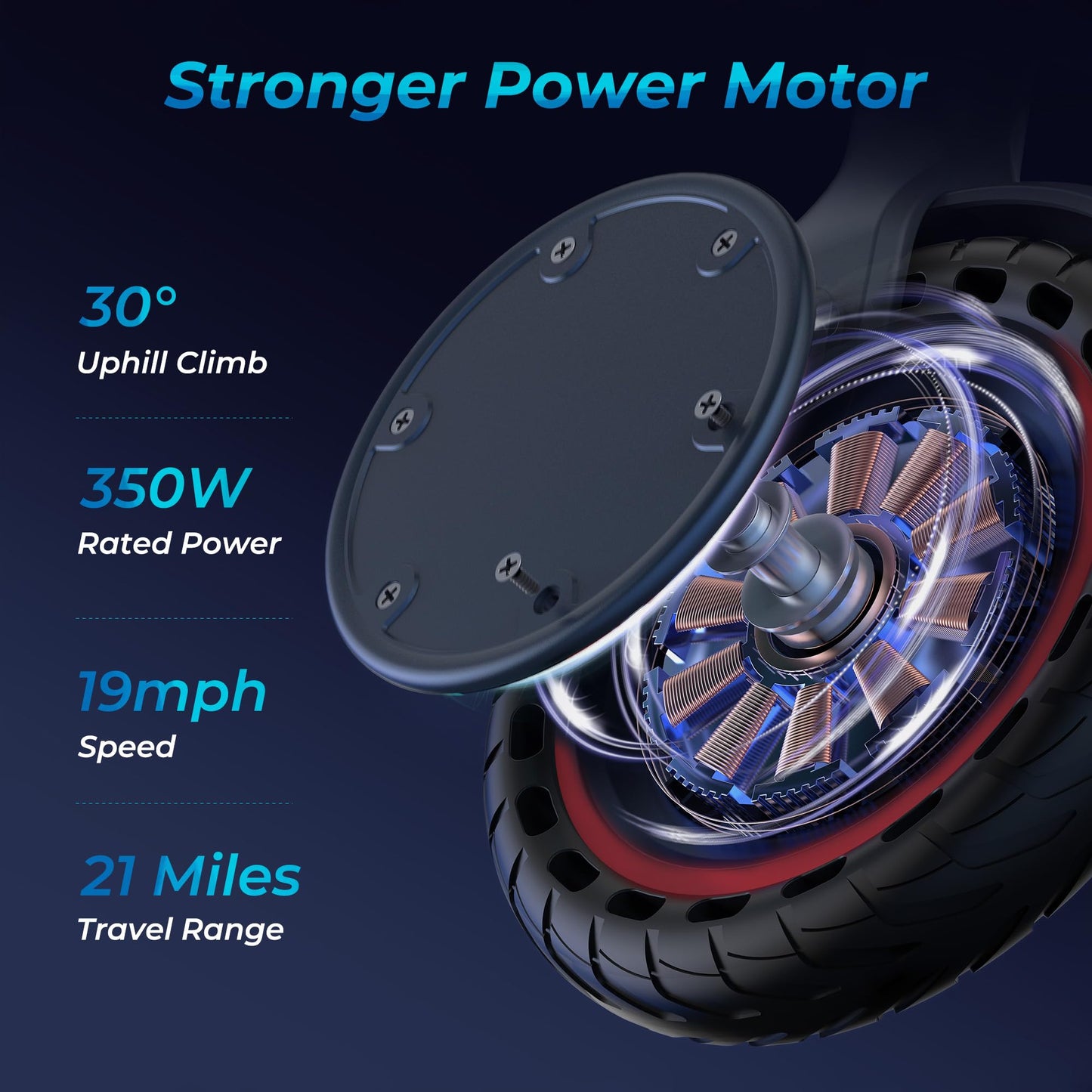 Roinside Scooter for Adults- 8.5" Solid Tires/350W Motor, 19 MPH Digital Display, Up to 21 Miles Long-Range Commuting Folding E-Scooter for Adults with Dual Braking System, App Control