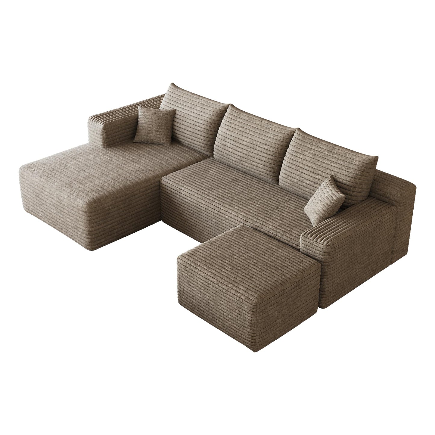 Cloud Modular Sectional Sofa with Moavble Ottoman and Left Facing Chaise Lounge, Convertible U Shaped Boneless Couches for Living Room Apartment,No Assembly Required