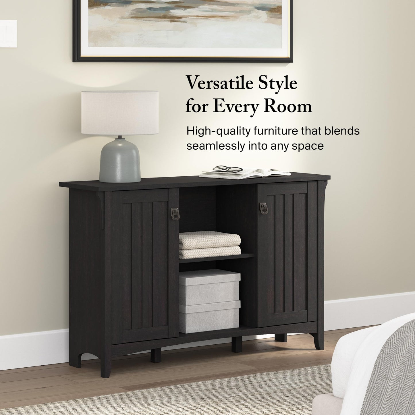 Bush Home Salinas Accent Storage Cabinet with Doors in Vintage Black