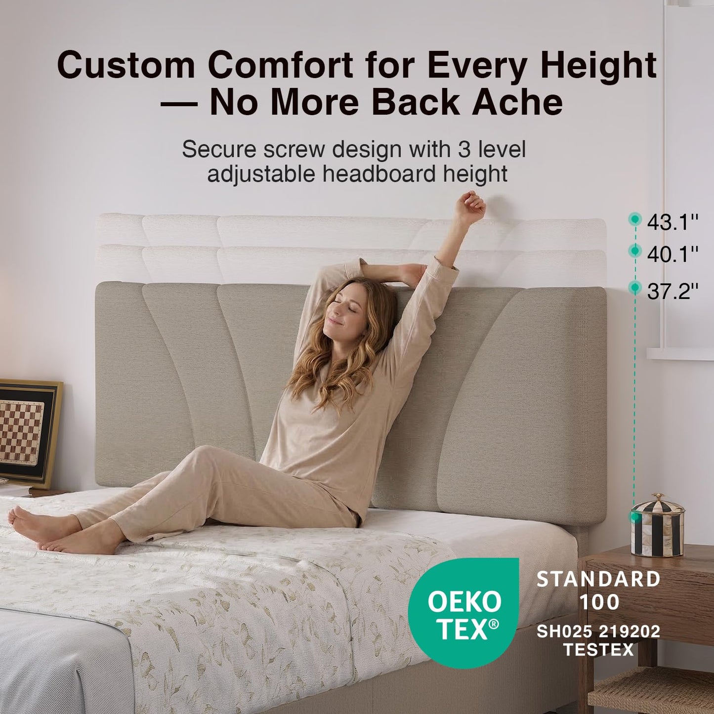 Novilla King Bed Frame, King Bed Frame and Headboard, King Size Bed Frame with Drawers, King Bed Frame with LED Lights, Charging Station and Adjustable Headboard, No Box Spring Needed, Beige