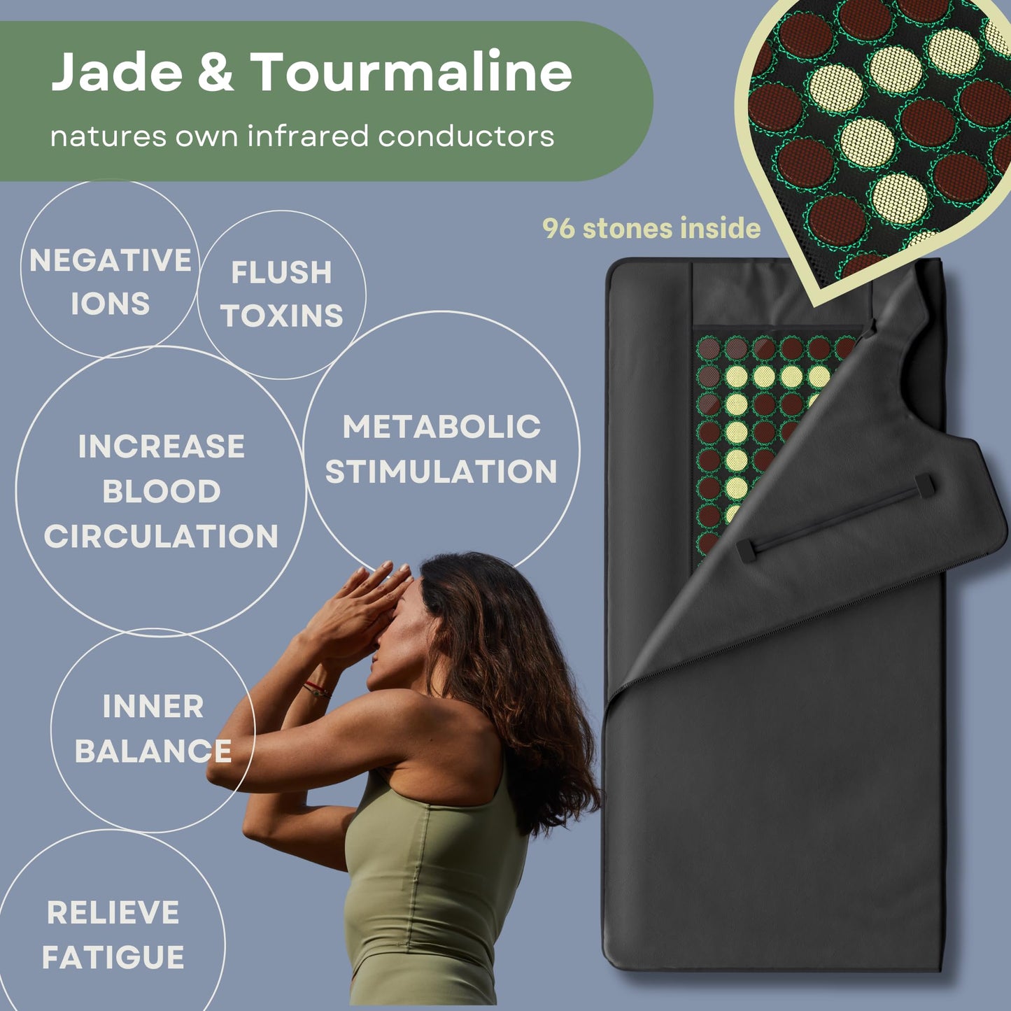 Deep Modality Pro M3 - Infrared Sauna Blanket | Detox, Wellbeing & Recovery | Highest Grade Materials + Jade & Tourmaline for Enhanced Therapy, Adjustable Temp 77-176°F, 6ft x 3ft (Mineral Edition)