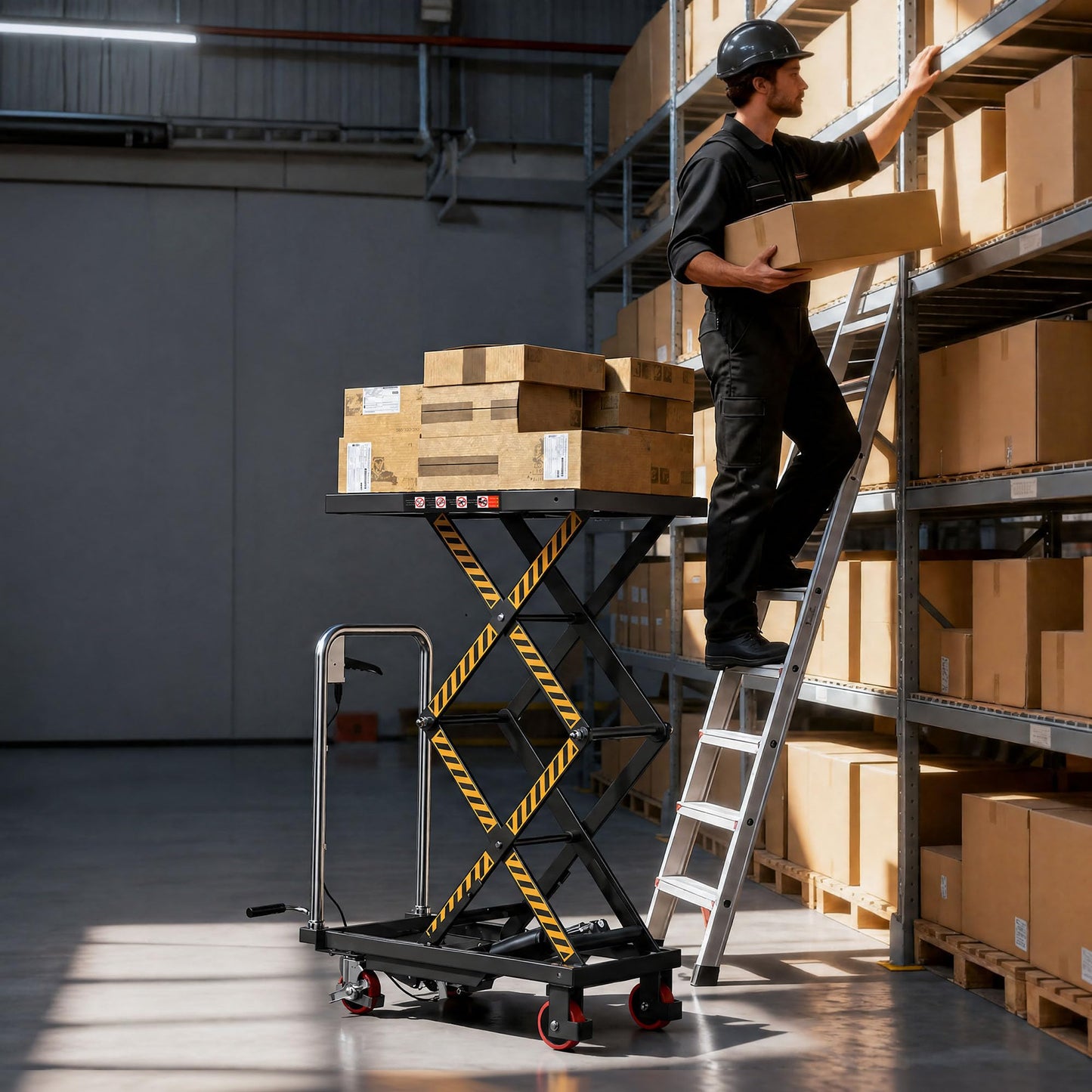 Tera Hydraulic Lift Table Cart: 330lb Double Scissor 10.4"-49.6" Lift Range