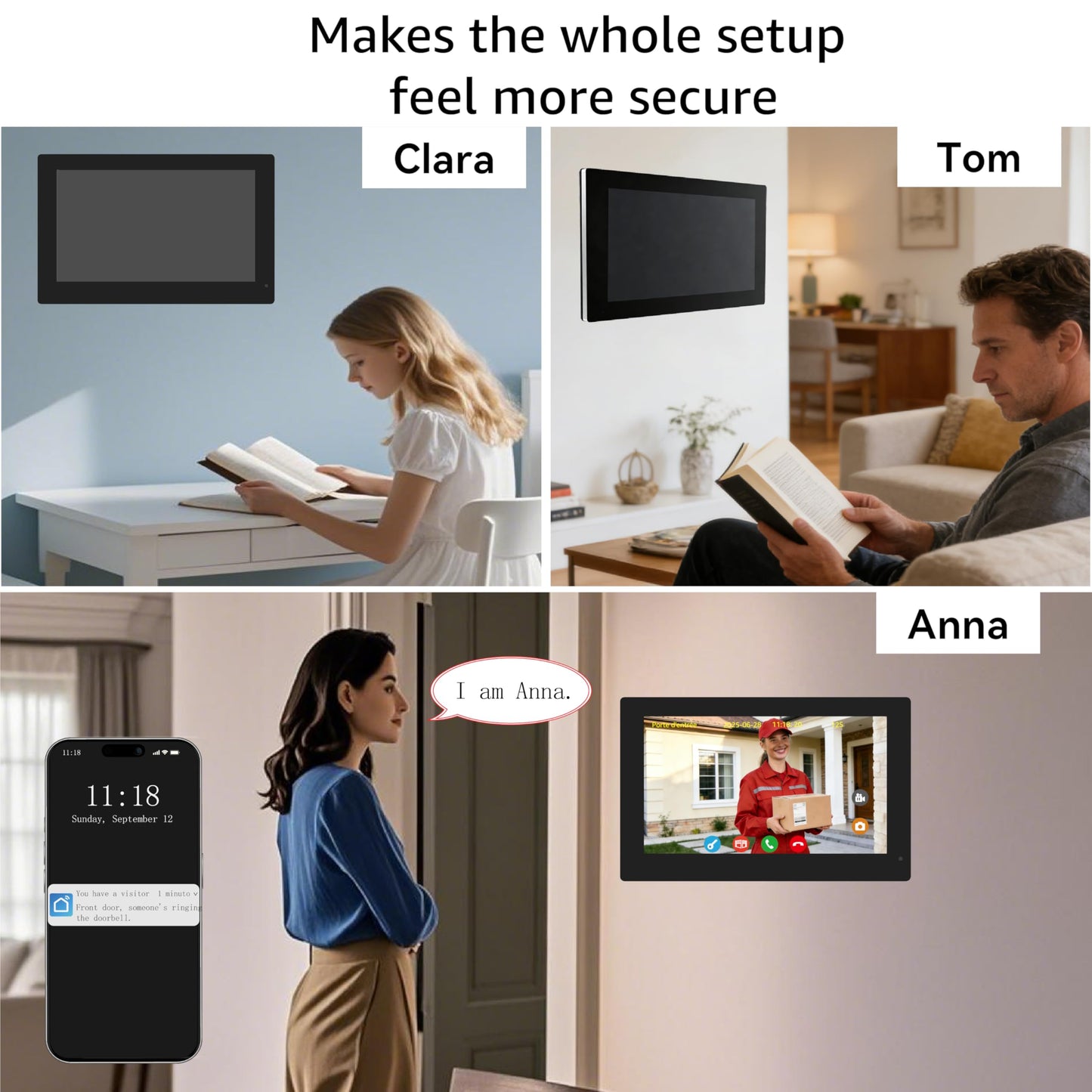 LUMOBELL 3 Units Apartment Video Intercom System,house video intercom. Wired Video Doorbell with 3 Unit 7-inch Touch Screens, 1080P Security Camera, Dual-Band WiFi 6, RFID Key Fobs & App Remote Unlock