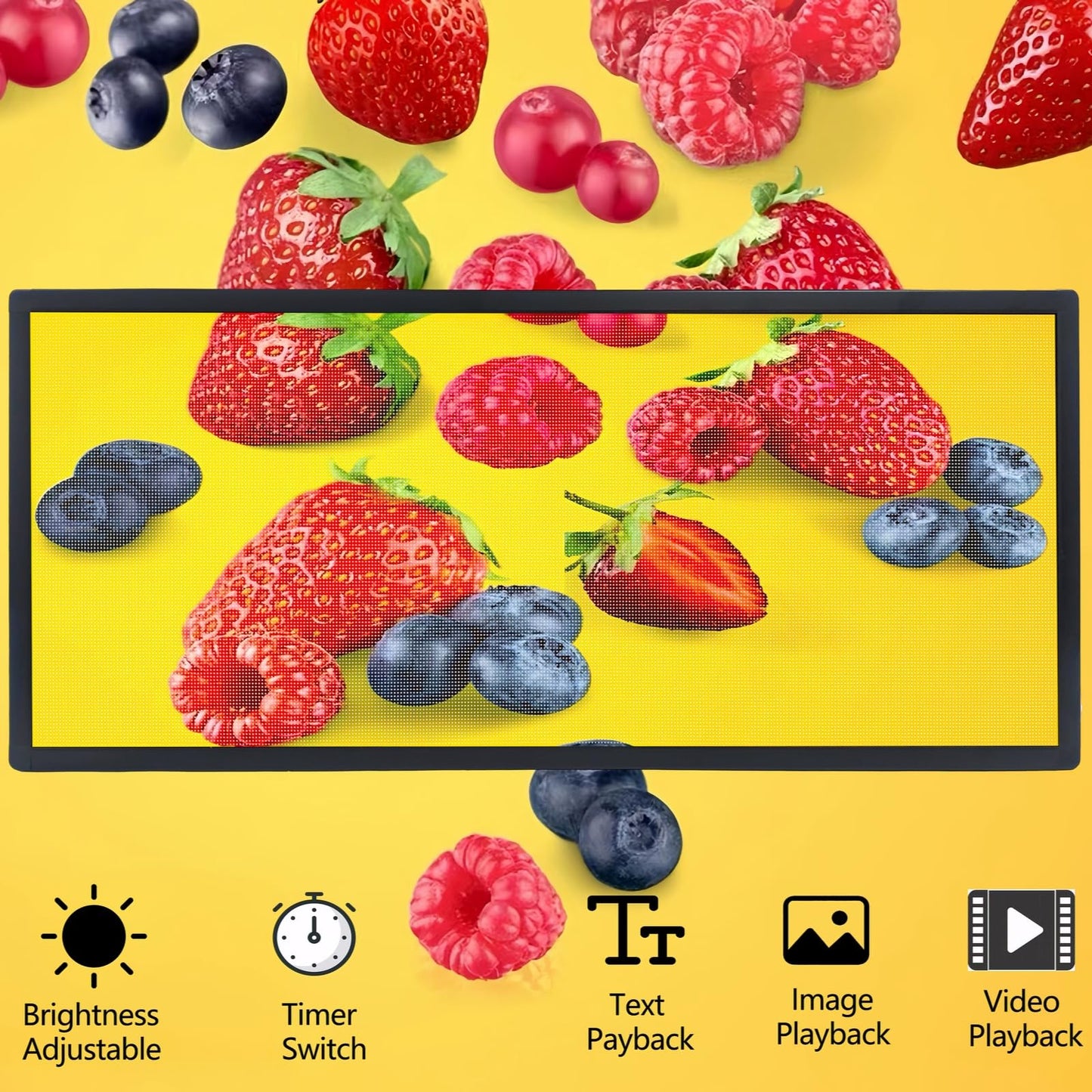 P3 Full Color LED Scrolling Programmable Sign Brightness Adjustable, IP65 Outdoor Digital Message Board, WiFi + USB Control Led Message Signs for Restaurant to Display Text/Images/Video 40''x17''