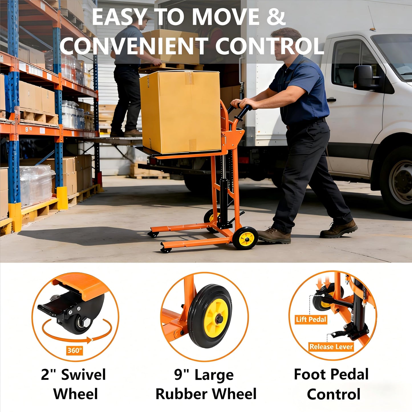 Hydraulic Material Lift with Steel Platform Board, 450 Lbs Capacity, 36" Max Lift Pallet Truck Dolly, Table Fork Lift with Adjustable-Width & Height Forks, for Garge, Workshop and Logistics Center