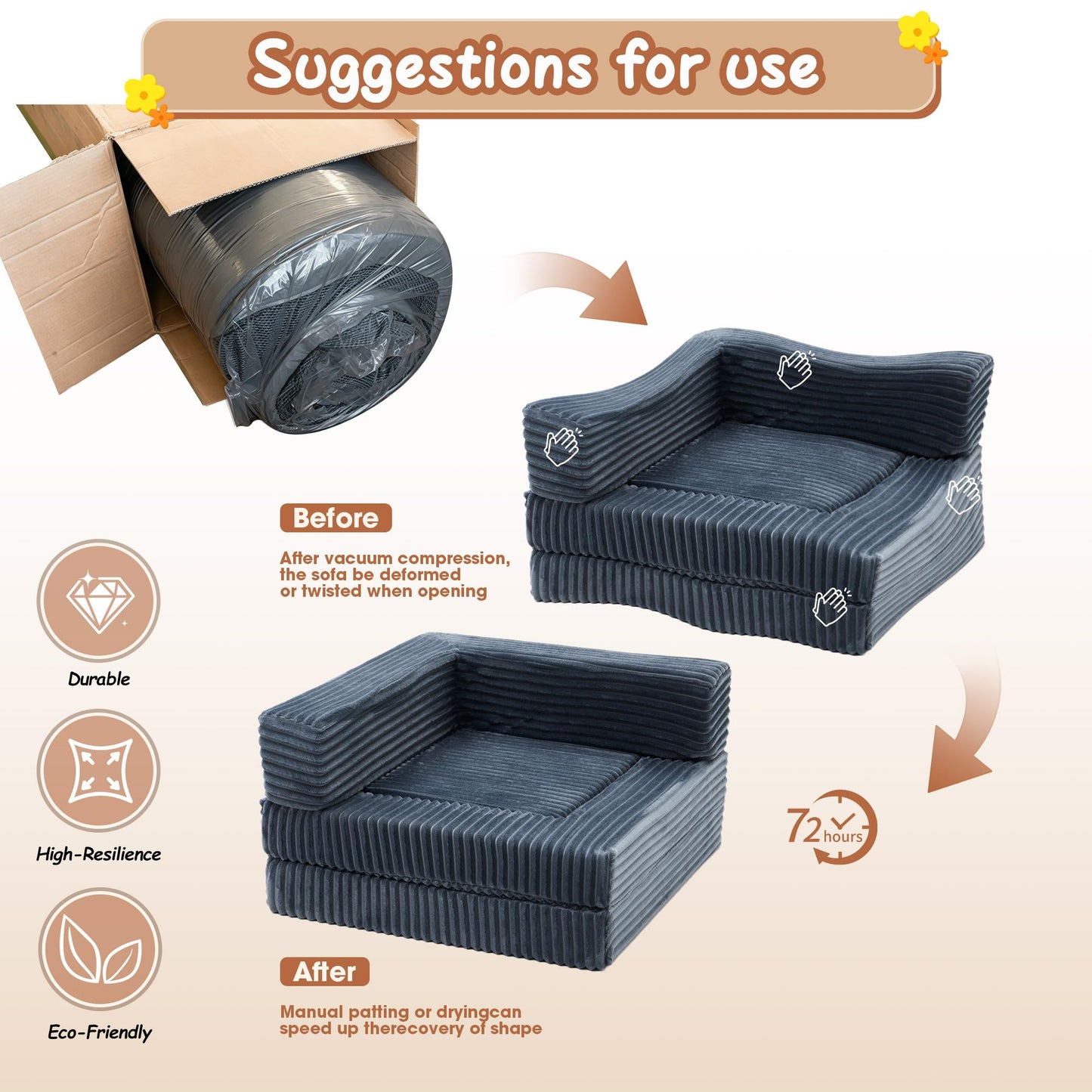 Umoving 2PCS Modular Floor Sofa Set, Convertible Sofa Bed with Adjustable Backrest, Family Seating for Kids, Teens & Adults, Lounge Couch for Gaming, Reading & Relaxing, Grey