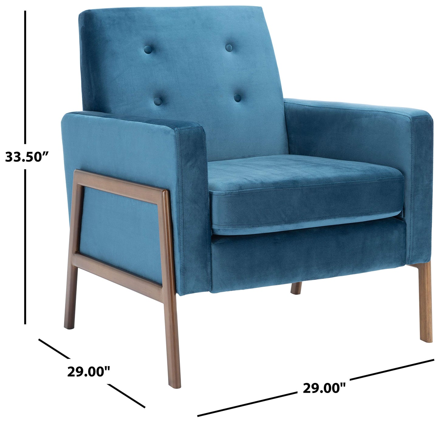 SAFAVIEH Home Collection Roald Velvet Sofa Accent Club Chair ACH6209A, Prussian Blue/Antique Coffee