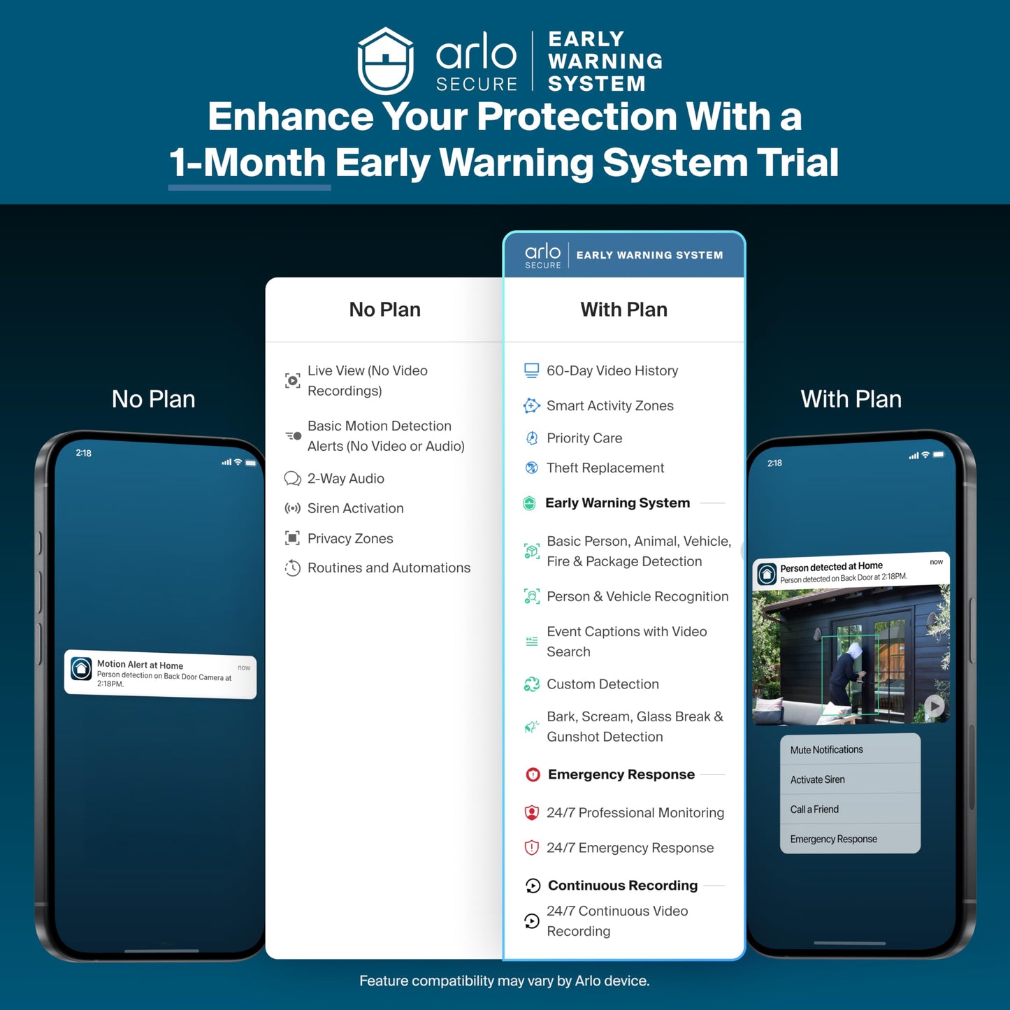 Arlo Pro Security Camera 2K HDR (6th Gen, 2025 Release) - Wireless Outdoor Camera, Rechargeable Removeable Battery, Event Captions, Emergency Response, 1-Month Trial of Secure Plan, 4 Cam, Black