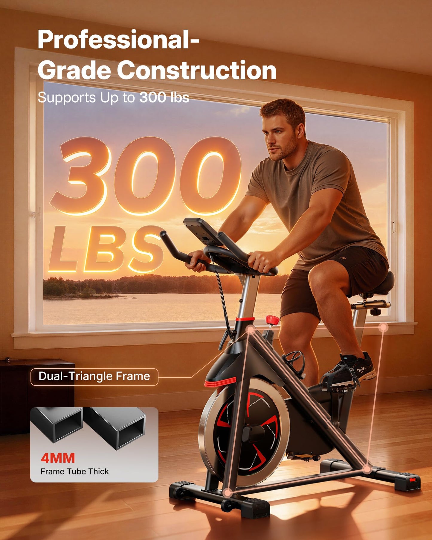 Merach Magnetic Exercise Bike, Heavy Duty Stationary Bike with Automated Resistance, 300 350 Lbs Weight Capacity, Low Noise Indoor Workout Bike for Home Gym with Self-Developed App