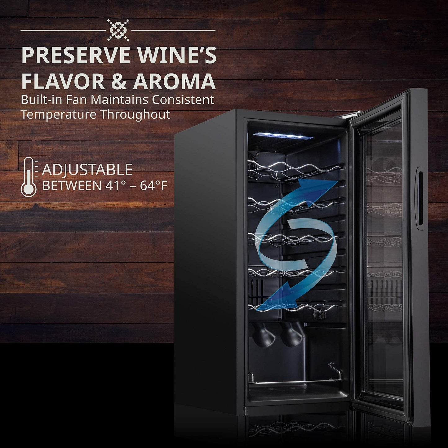 Ivation 18 Bottle Compressor Wine Cooler Refrigerator with Wi-Fi Smart App Control Cooling System | Large Freestanding Wine Cellar Fridge For Red White Champagne or Sparkling, Black Glass Door & Lock