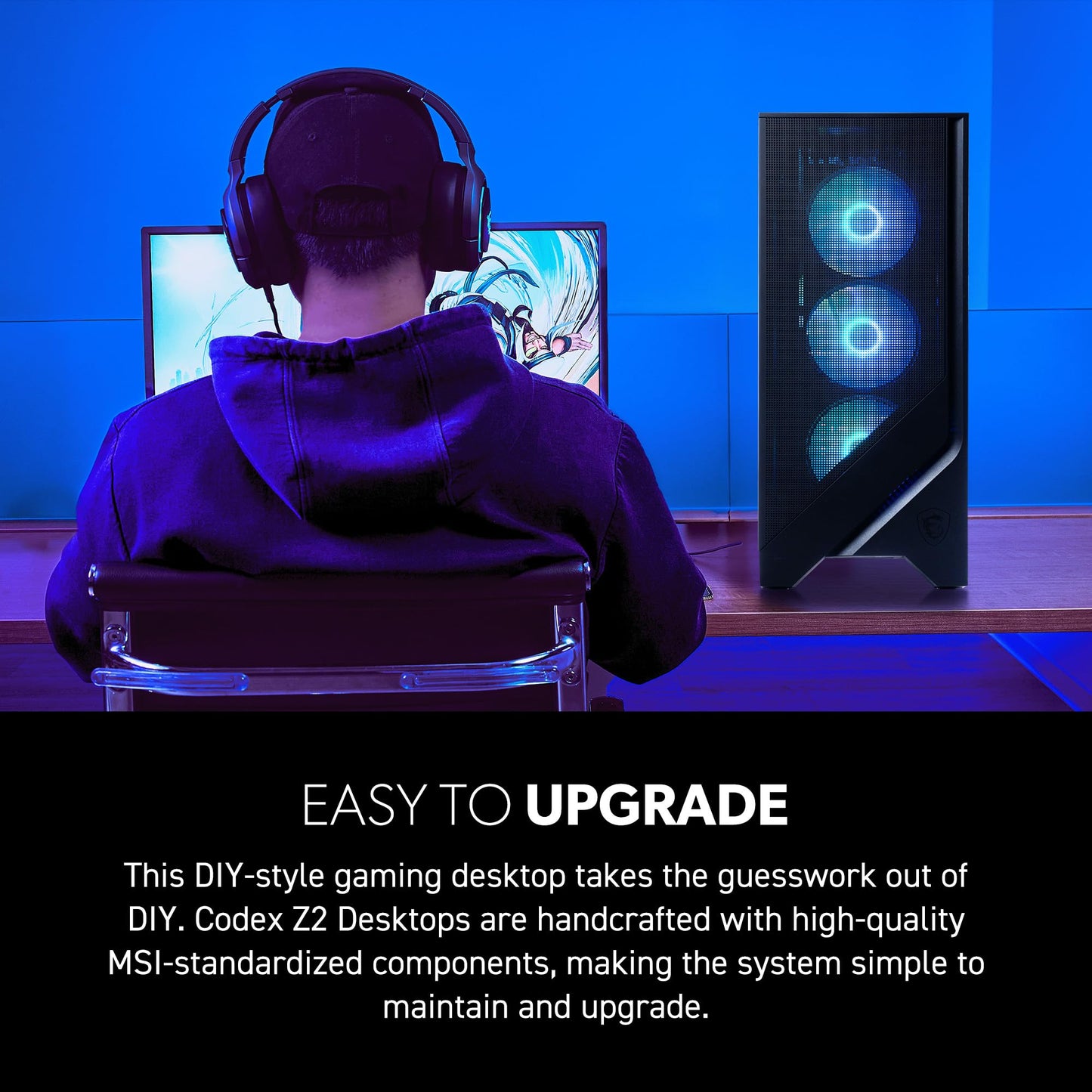 msi Codex Z2 Gaming Desktop: AMD R7-8700F, GeForce RTX 5070, 32GB DDR5, 2TB m.2 NVMe SSD, USB Type-C, VR-Ready, Windows 11 Home : A8NVP-436US