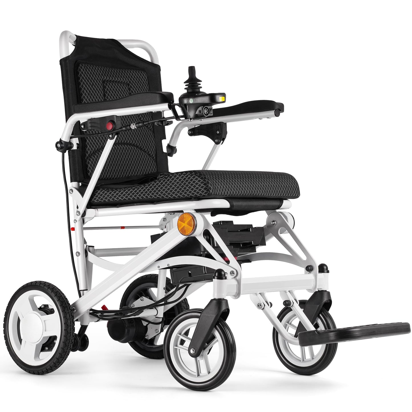 Electric Wheelchairs for Adults Foldable Lightweight at Only 35lbs, 500W Dual Motors Motorized Wheelchairs for Seniors, All Terrain Travel Powered Wheel Chairs, Support 250 lbs, White