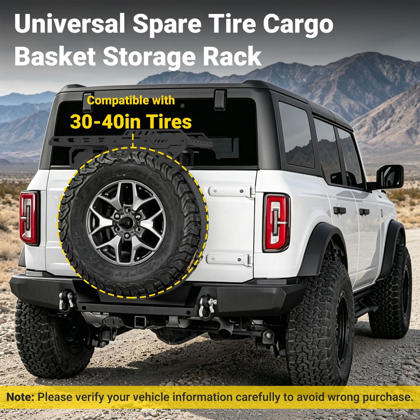 MusixiA Spare Tire Cargo Basket, Fits 30"-40" Spare Tire Offroad Rack